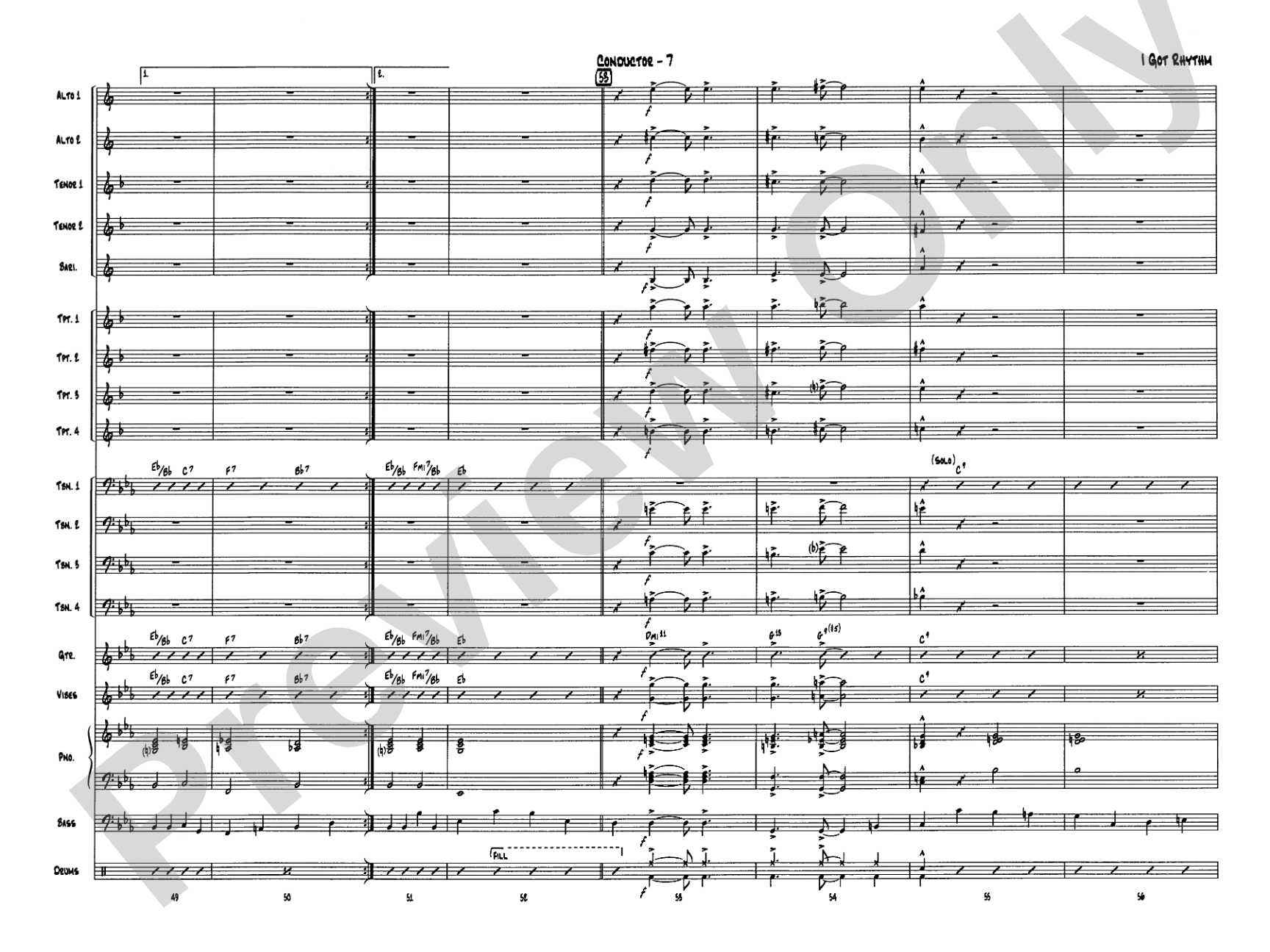 I Got Rhythm: Jazz Ensemble Conductor Score & Parts