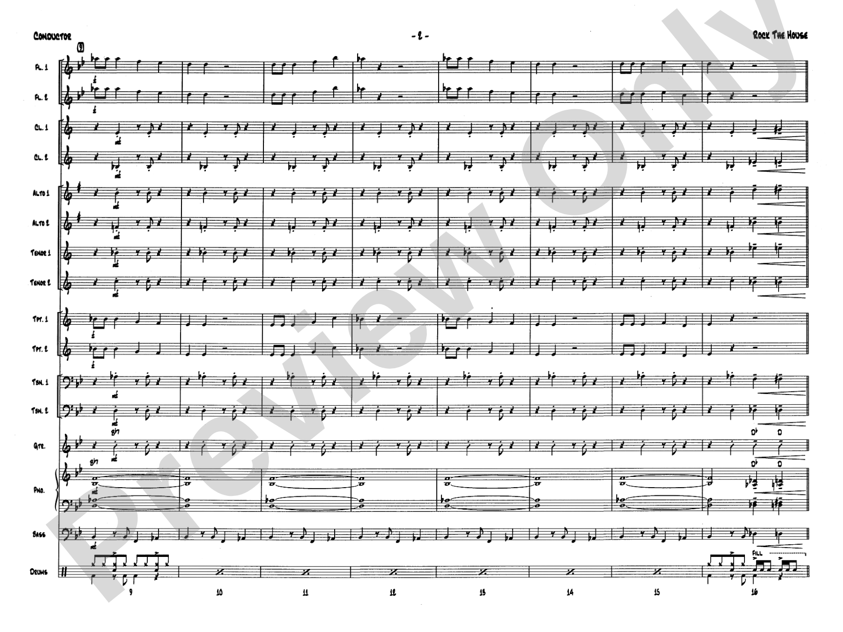 Rock the House: Jazz Ensemble Conductor Score & Parts