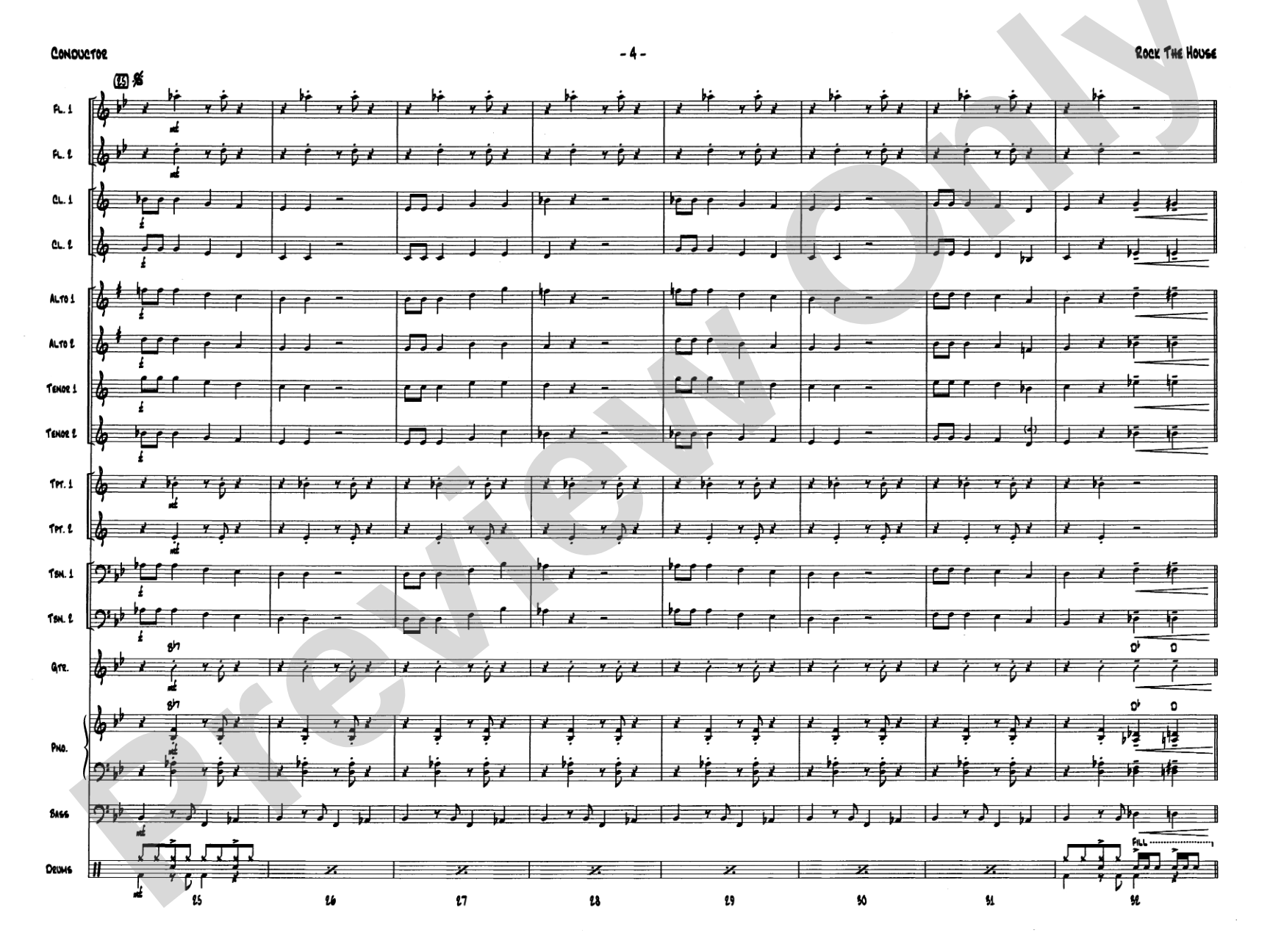 Rock the House: Jazz Ensemble Conductor Score & Parts