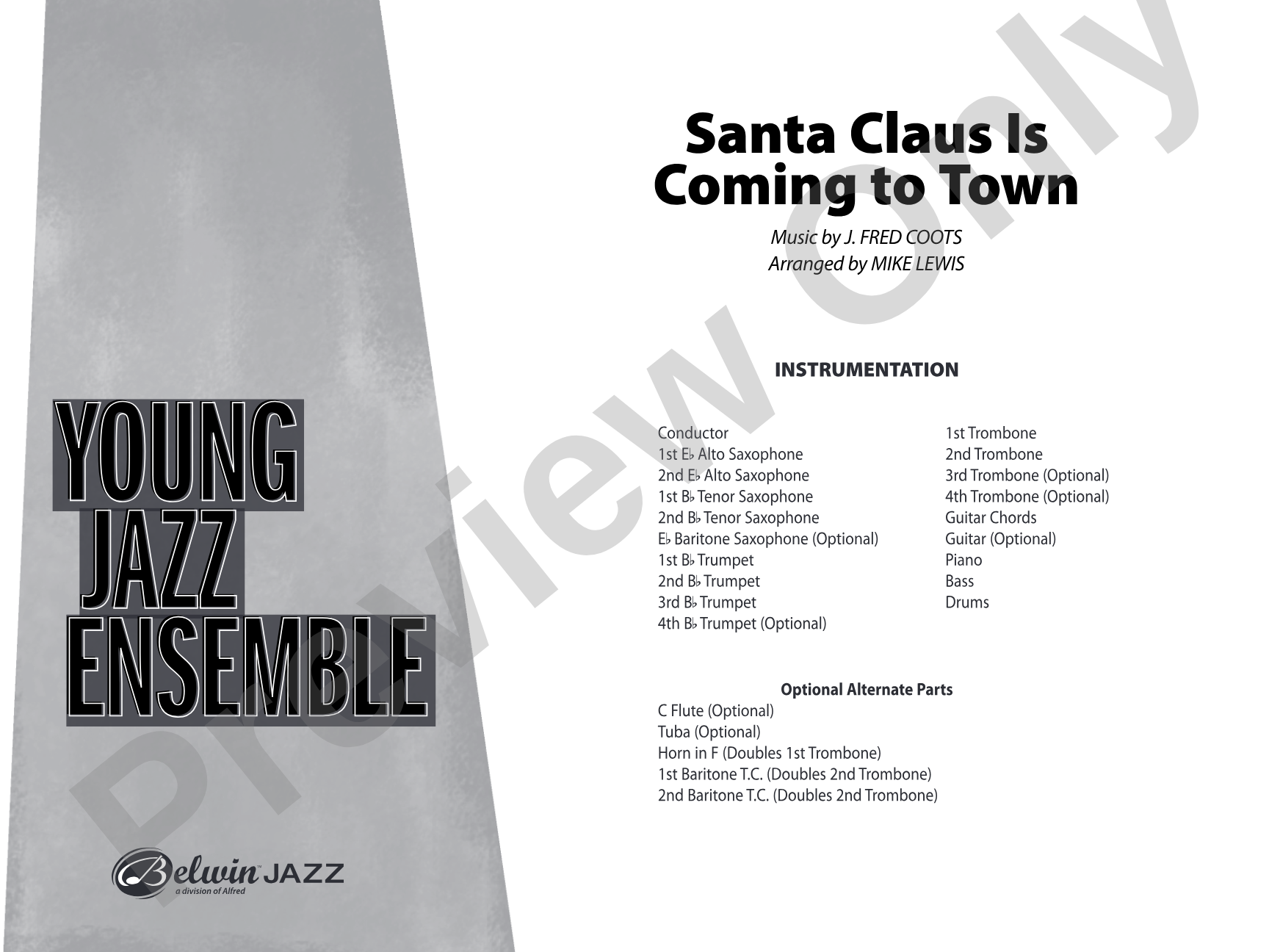 Santa Claus Is Coming to Town: Jazz Ensemble Conductor Score & Parts
