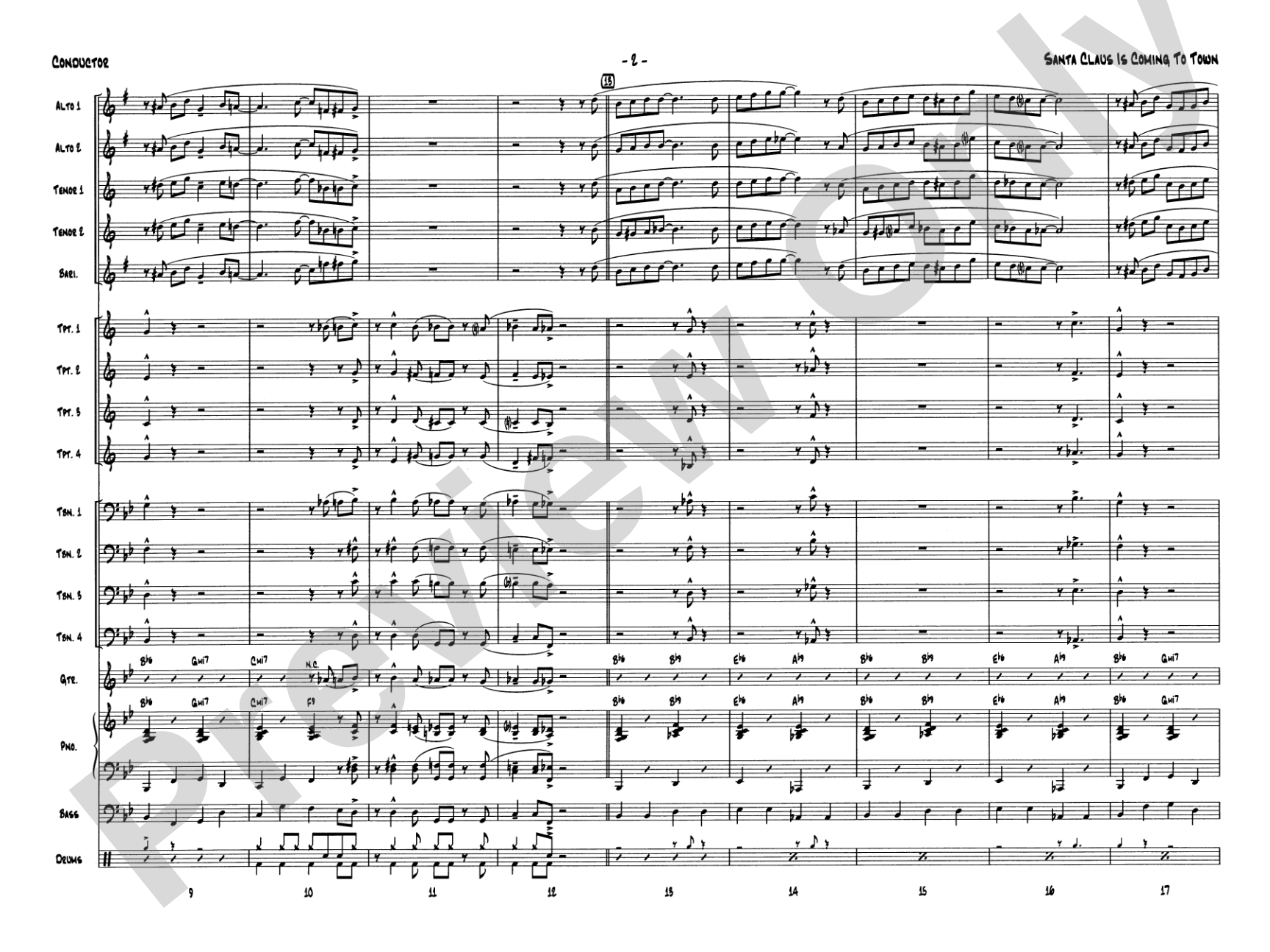 Santa Claus Is Coming to Town: Jazz Ensemble Conductor Score & Parts