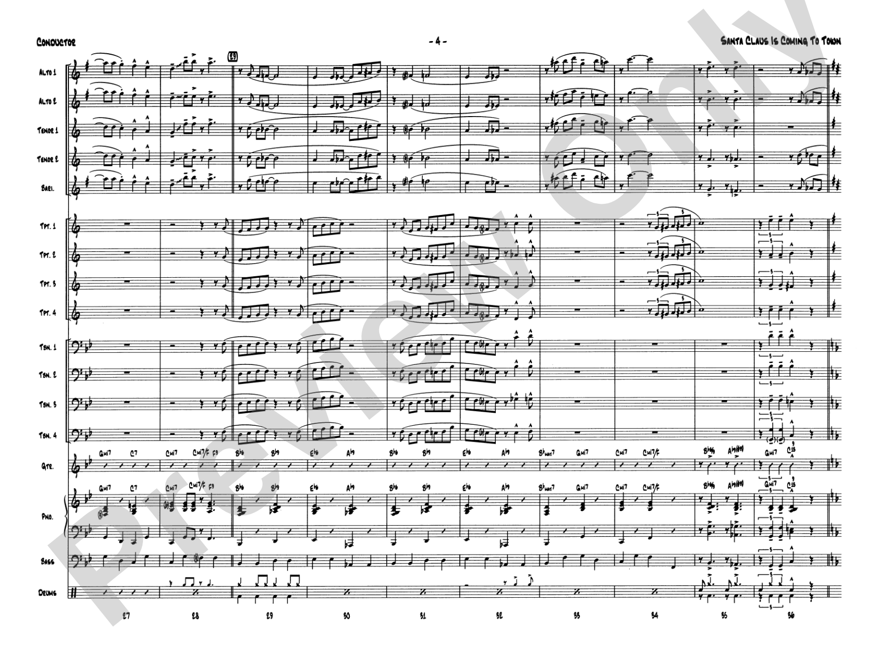Santa Claus Is Coming to Town: Jazz Ensemble Conductor Score & Parts
