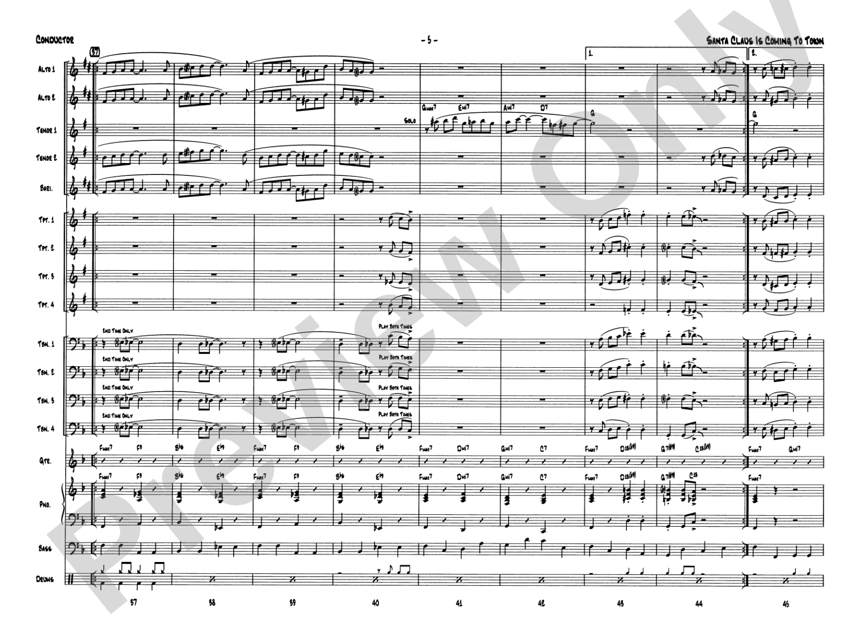 Santa Claus Is Coming to Town: Jazz Ensemble Conductor Score & Parts