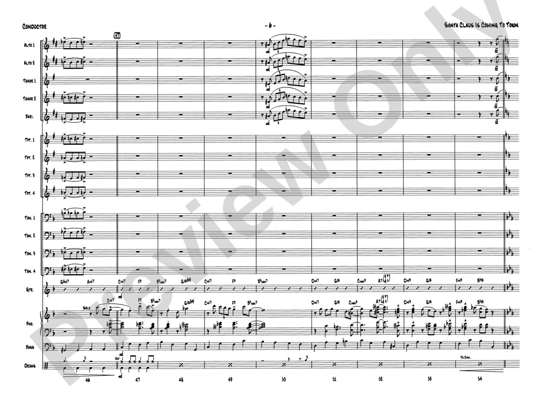 Santa Claus Is Coming to Town: Jazz Ensemble Conductor Score & Parts