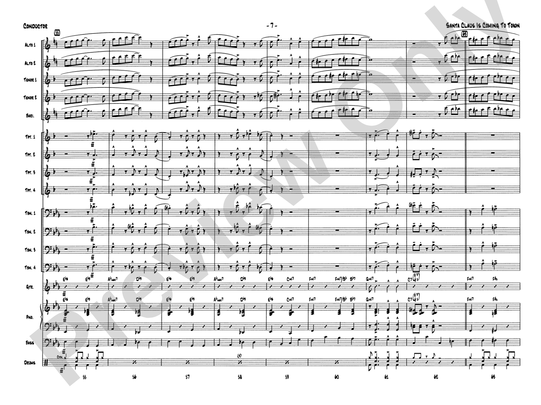Santa Claus Is Coming to Town: Jazz Ensemble Conductor Score & Parts