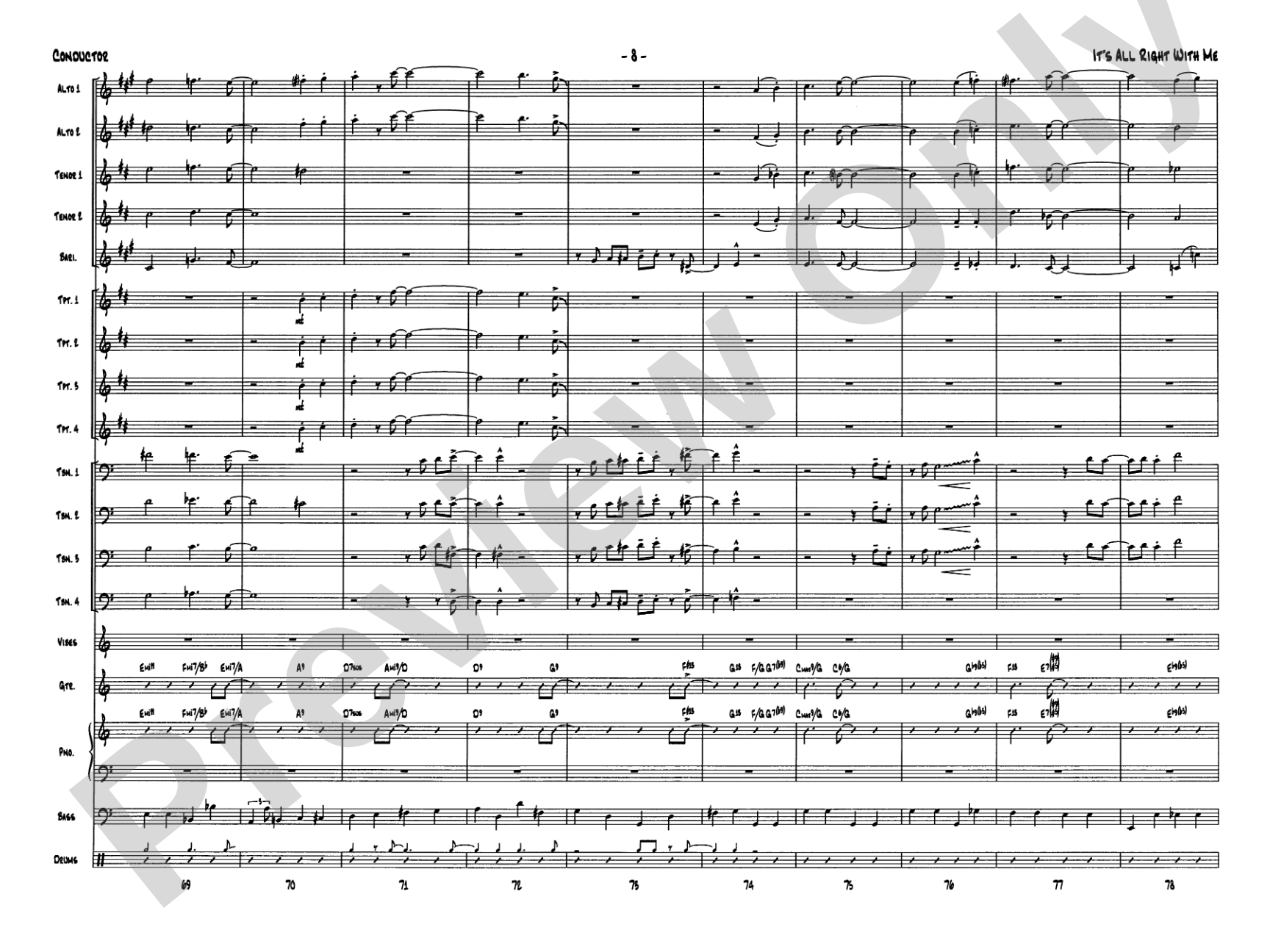 It's All Right with Me: Jazz Ensemble Conductor Score & Parts