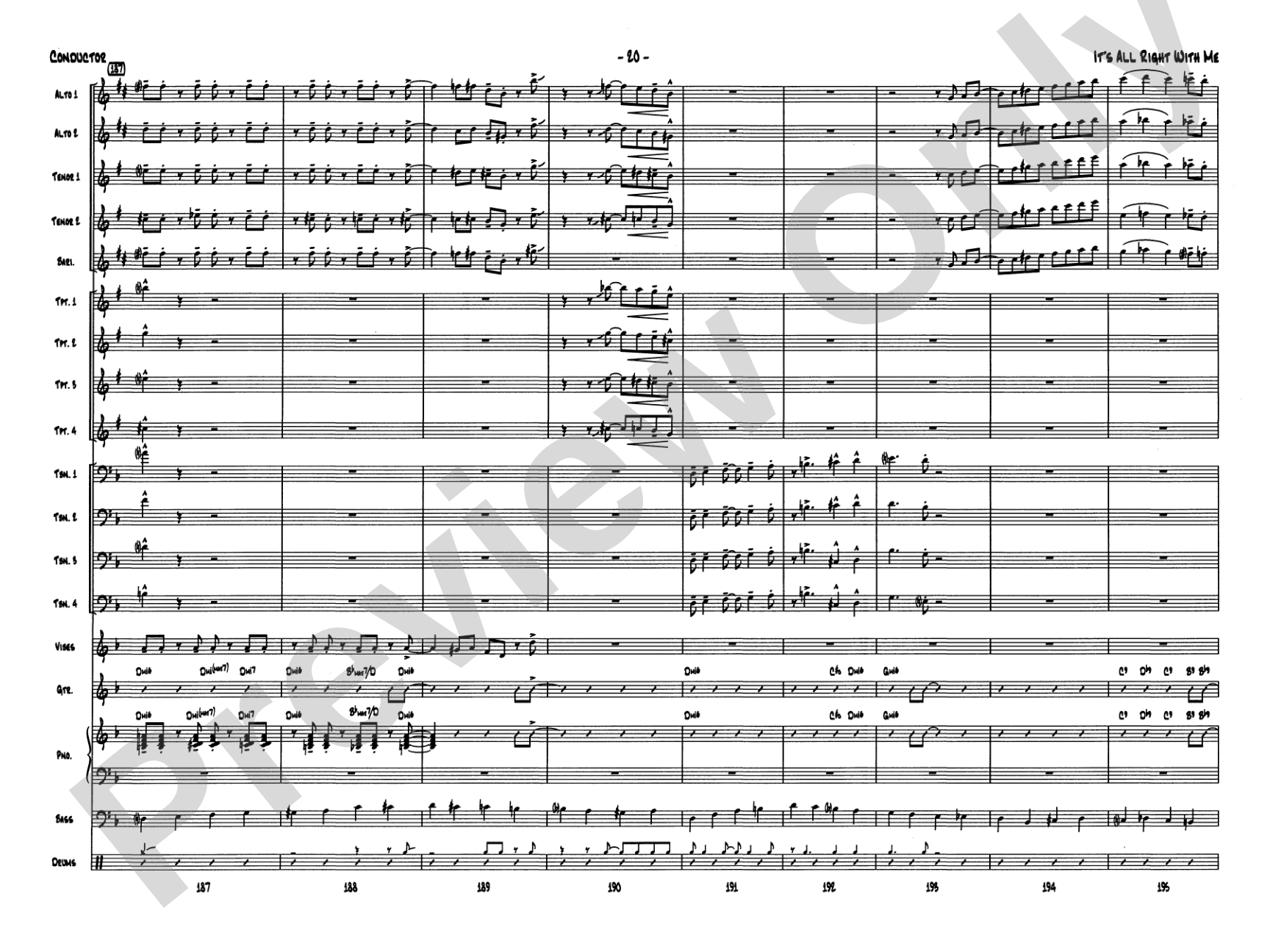It's All Right with Me: Jazz Ensemble Conductor Score & Parts
