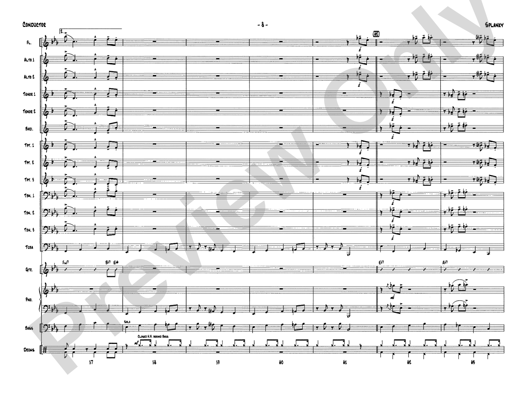 Splanky: Jazz Ensemble Conductor Score & Parts