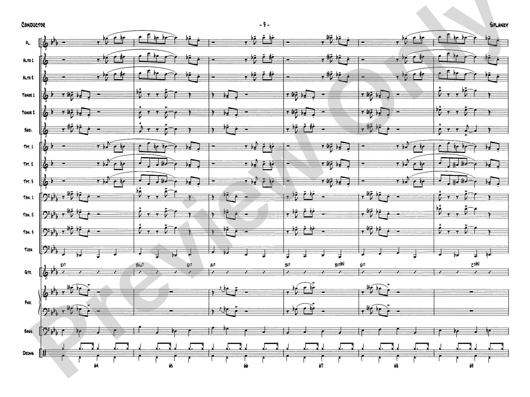 Splanky: Jazz Ensemble Conductor Score & Parts