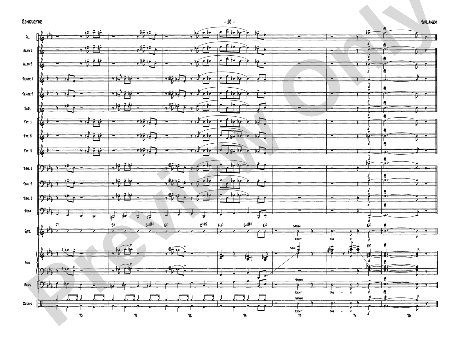 Splanky: Jazz Ensemble Conductor Score & Parts