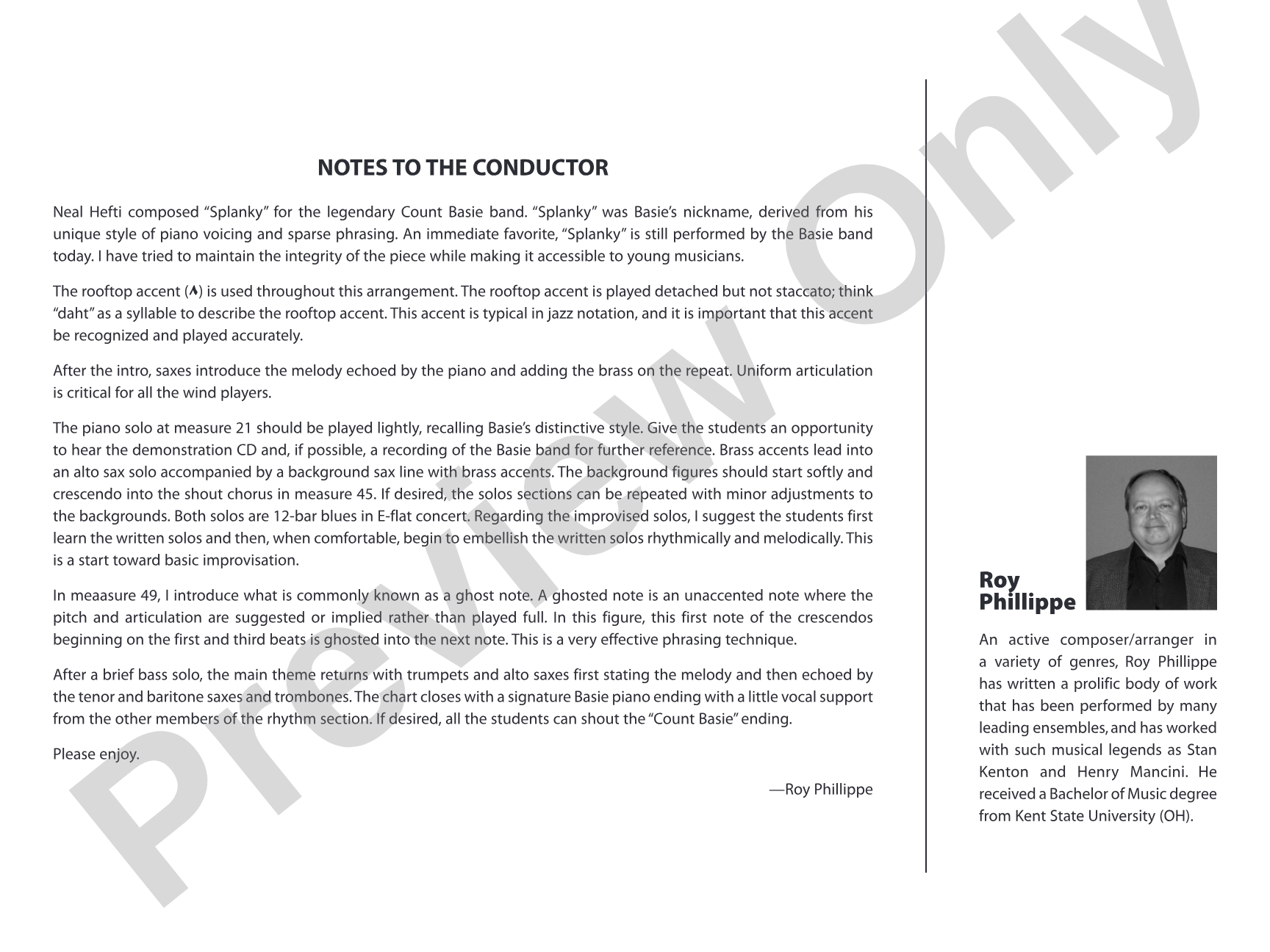 Splanky: Jazz Ensemble Conductor Score & Parts