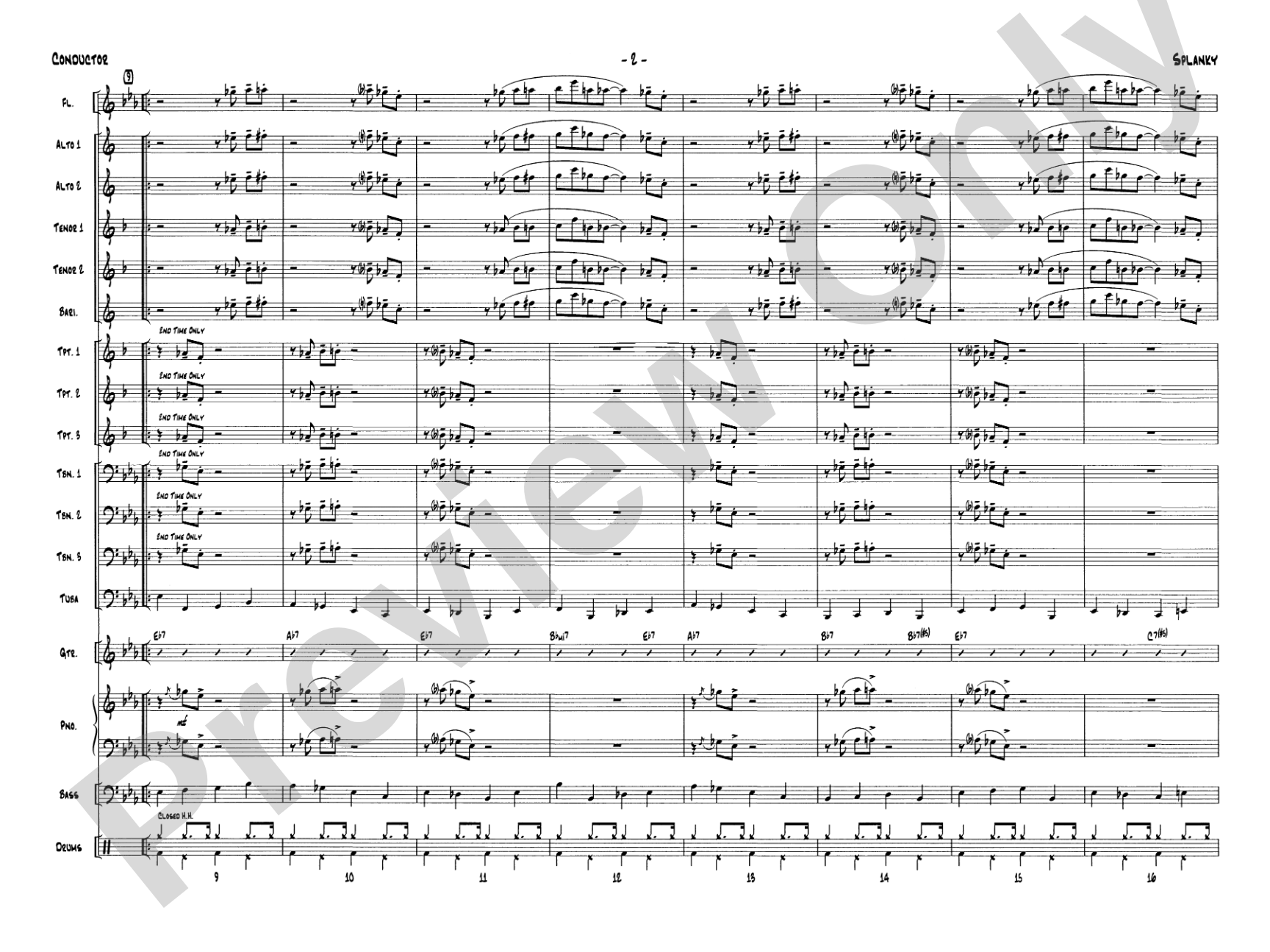 Splanky: Jazz Ensemble Conductor Score & Parts