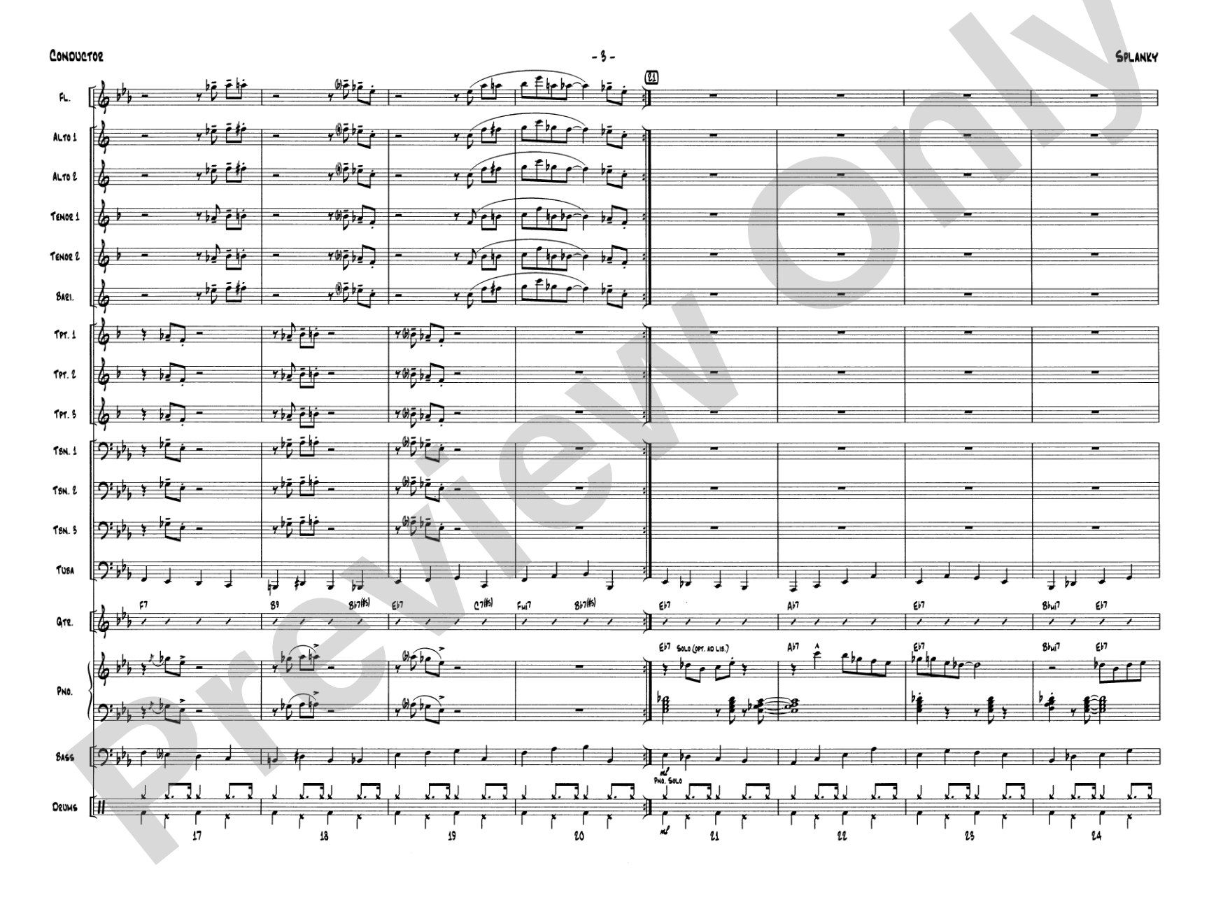Splanky: Jazz Ensemble Conductor Score & Parts