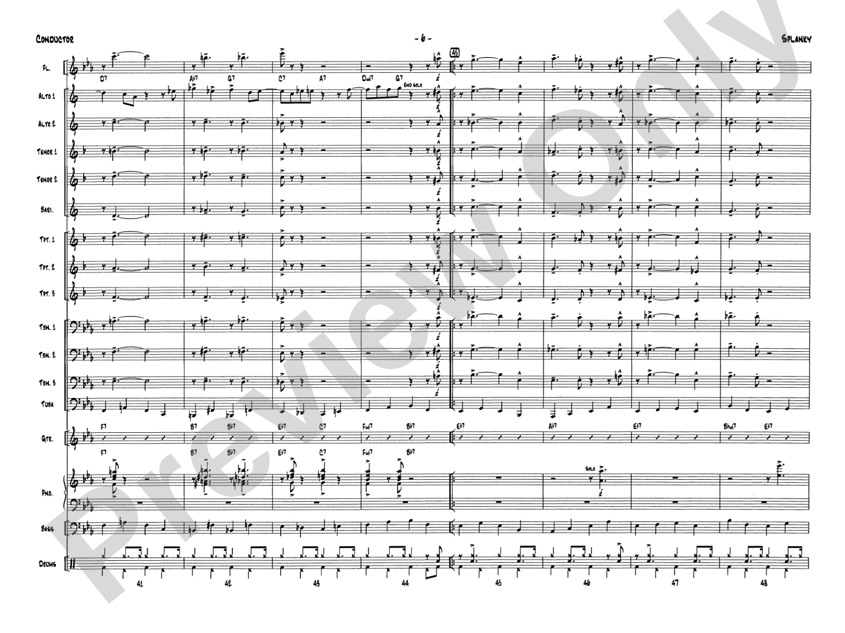 Splanky: Jazz Ensemble Conductor Score & Parts
