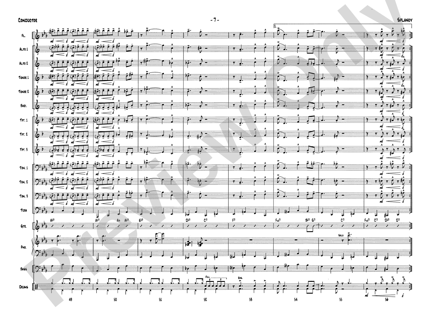 Splanky: Jazz Ensemble Conductor Score & Parts
