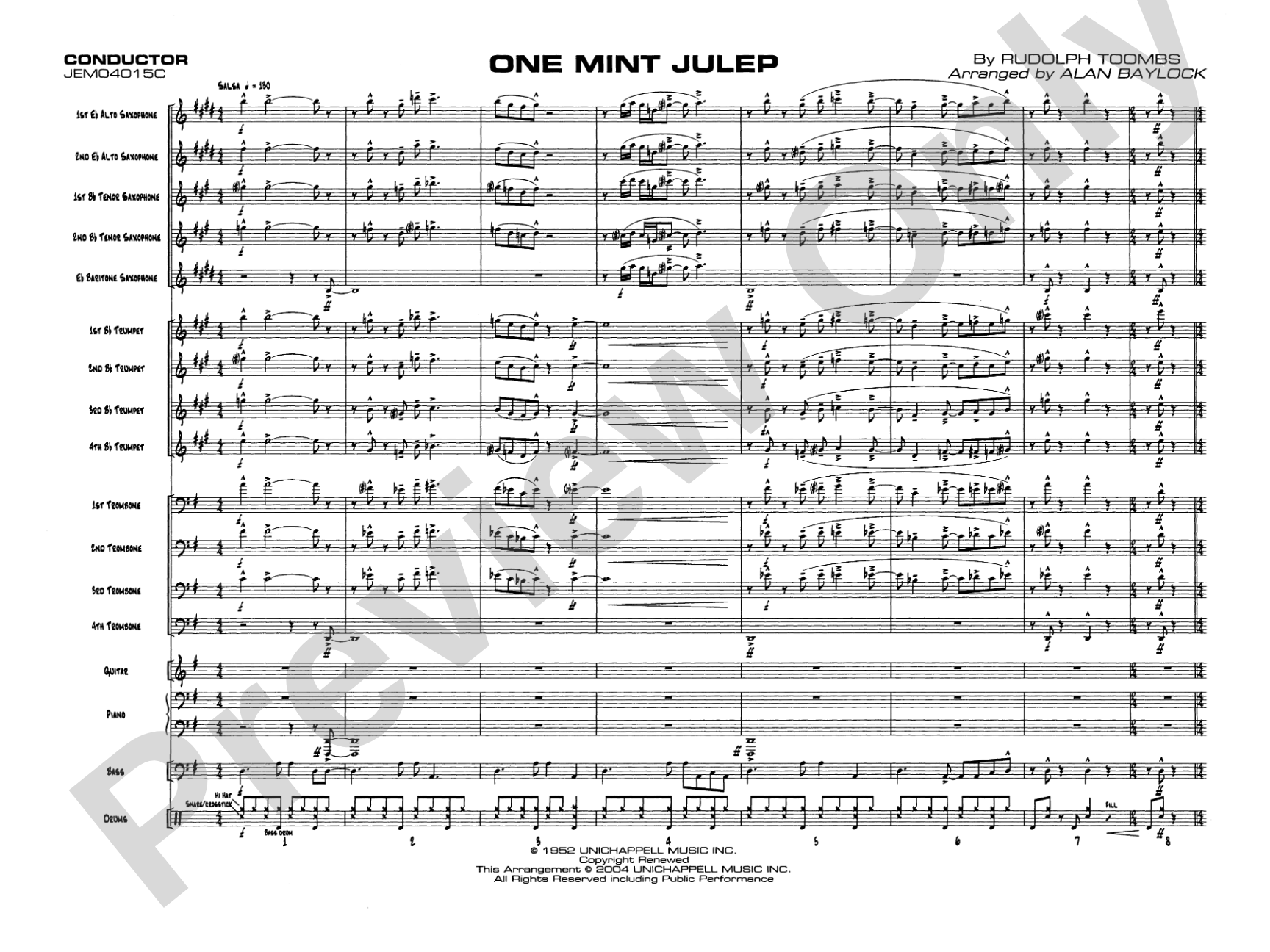 One Mint Julep: Jazz Ensemble Conductor Score & Parts