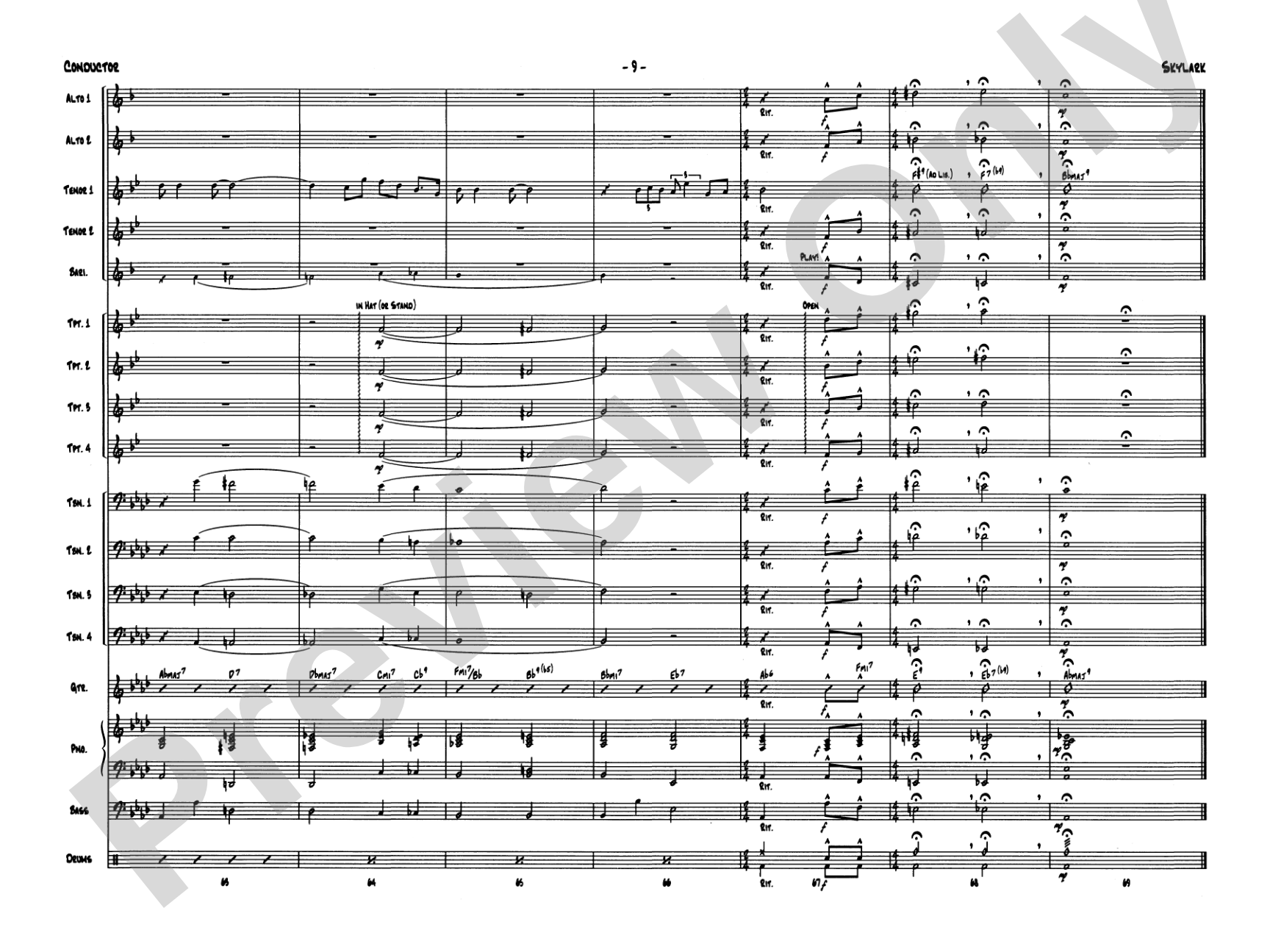Skylark: Jazz Ensemble Conductor Score & Parts