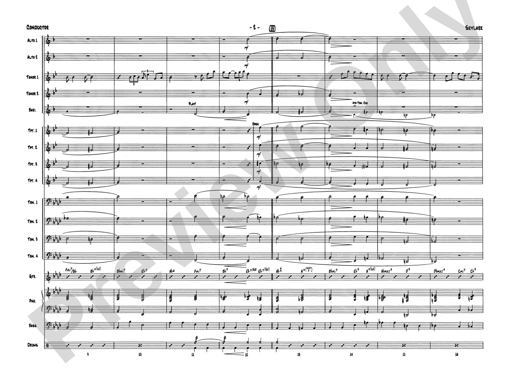 Skylark: Jazz Ensemble Conductor Score & Parts