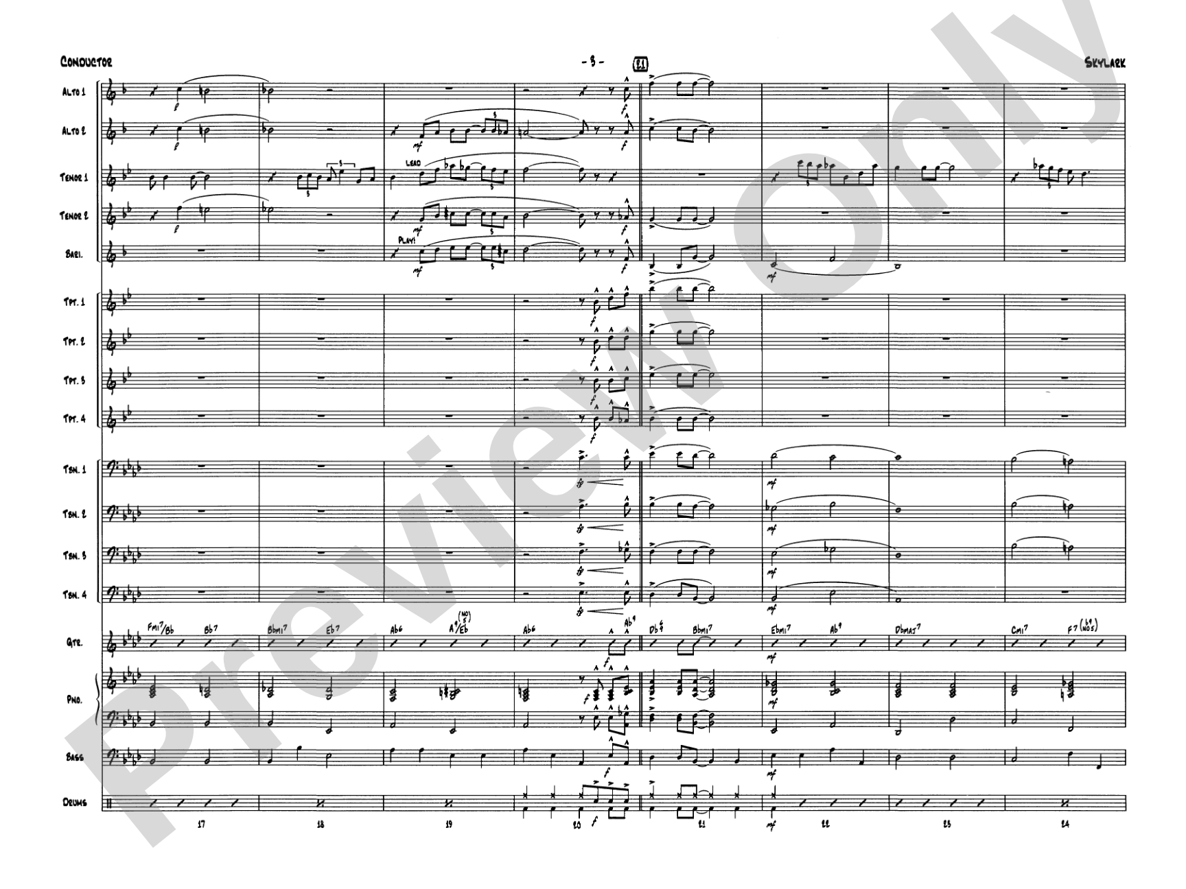 Skylark: Jazz Ensemble Conductor Score & Parts