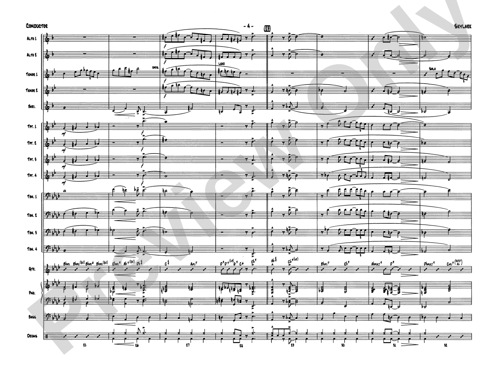 Skylark: Jazz Ensemble Conductor Score & Parts