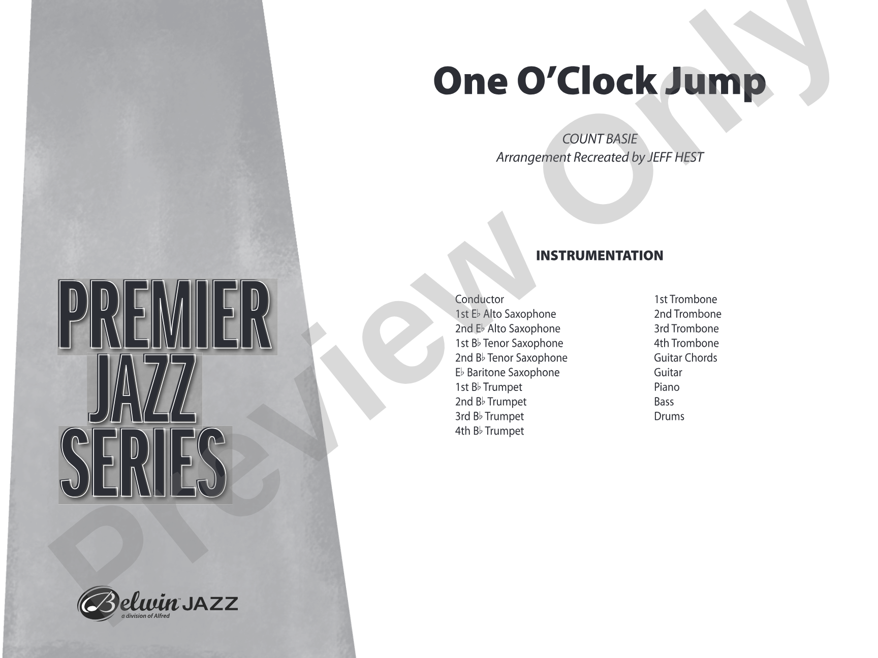 One O'Clock Jump: Jazz Ensemble Conductor Score & Parts