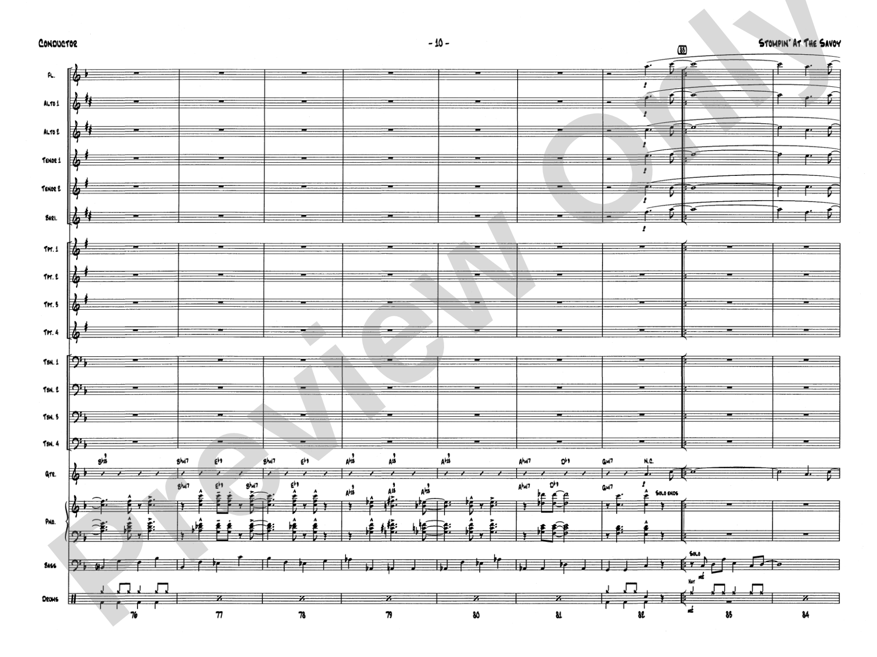 Stompin' at the Savoy: Score