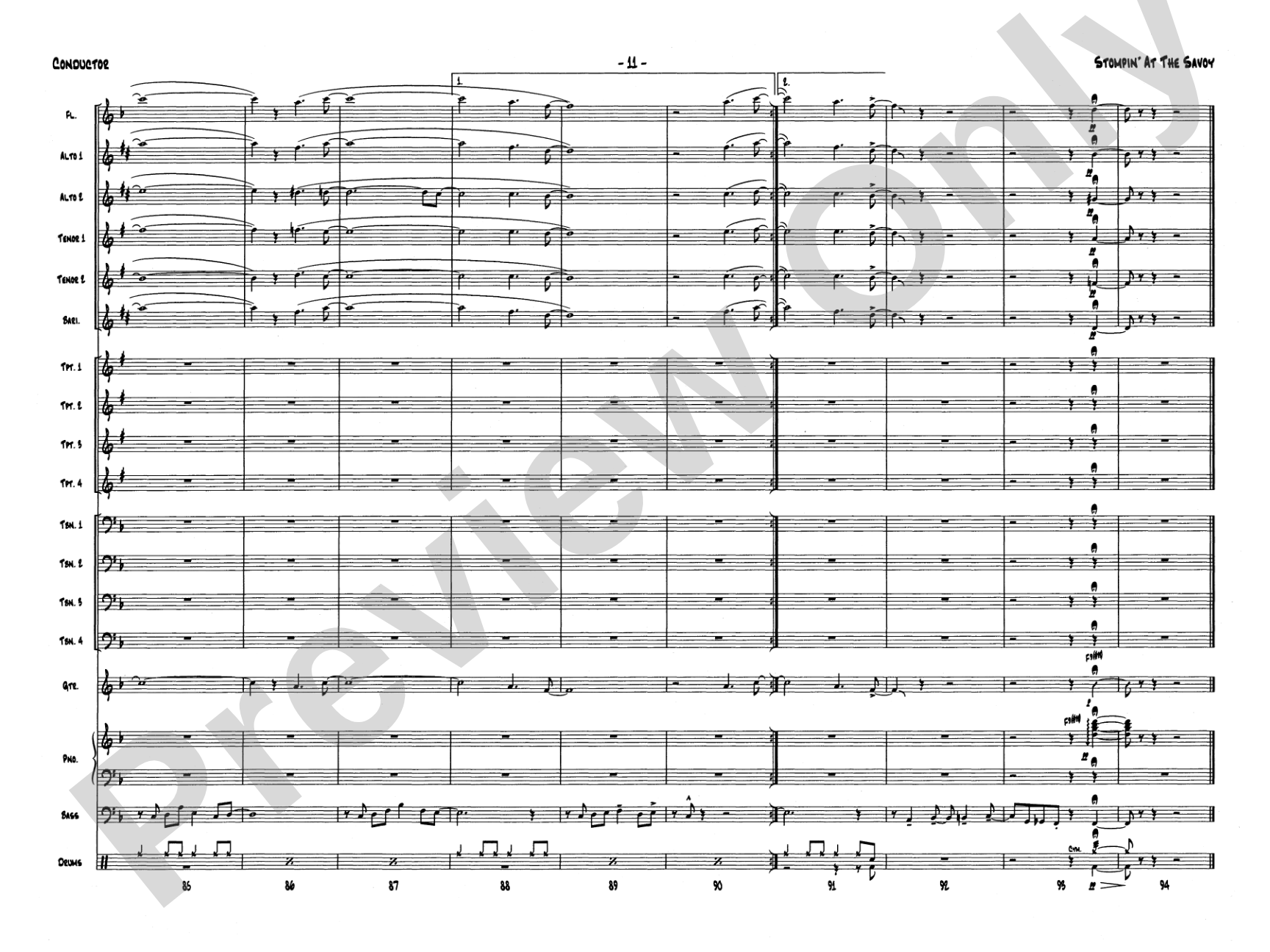 Stompin' at the Savoy: Score