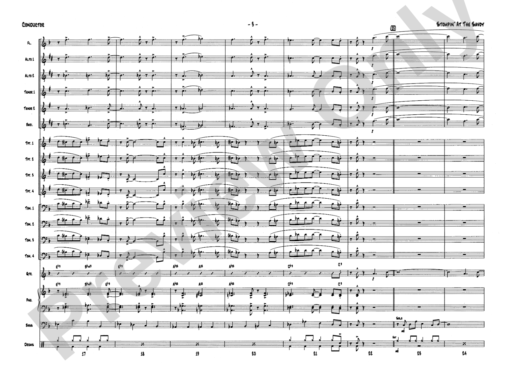 Stompin' at the Savoy: Score