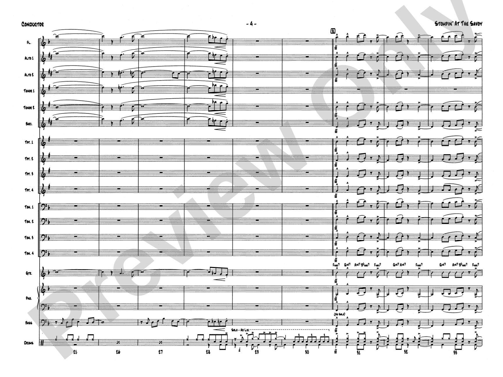 Stompin' at the Savoy: Score