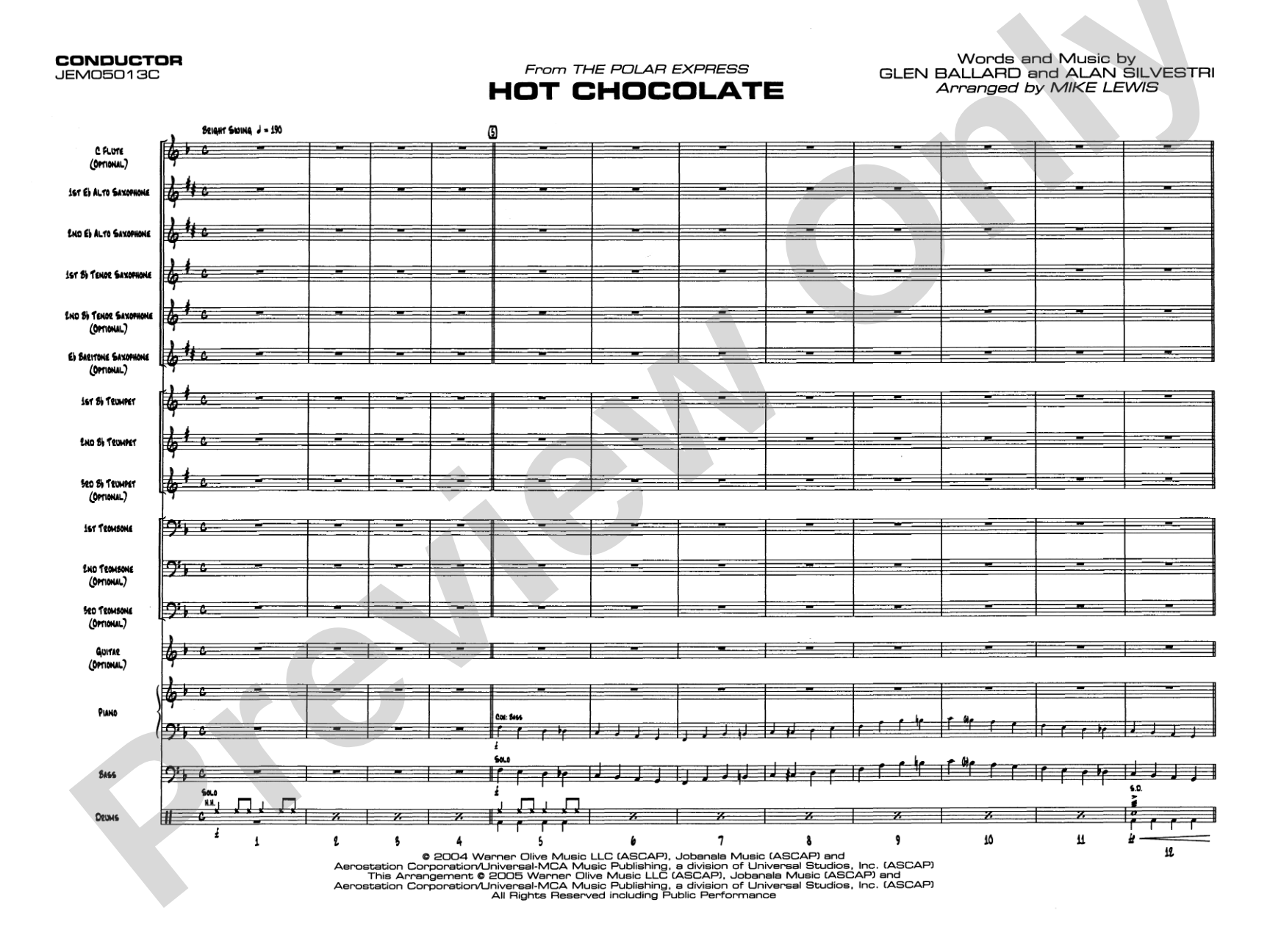 Hot Chocolate (from The Polar Express): Score