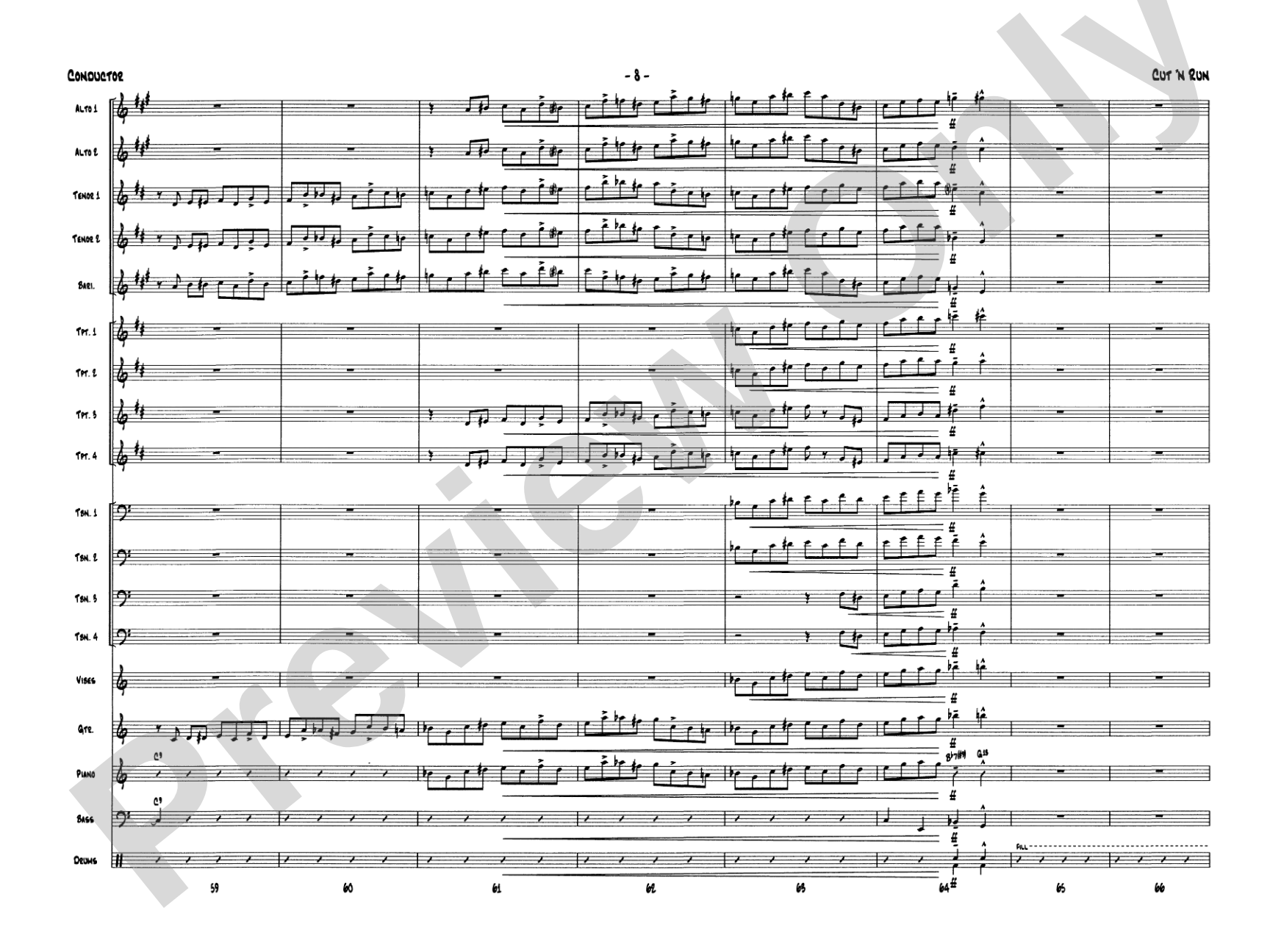 Cut 'n Run: Jazz Ensemble Conductor Score & Parts
