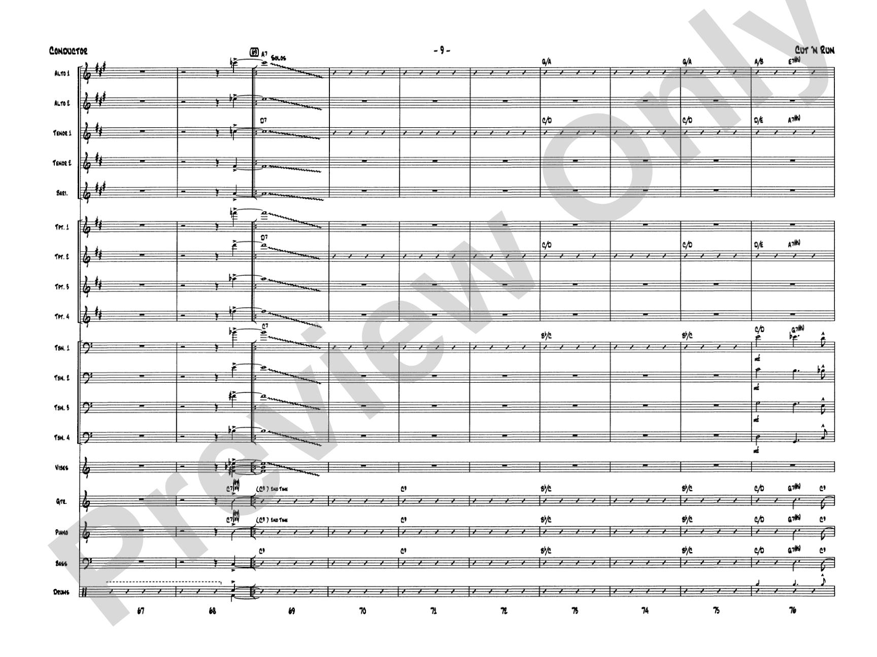 Cut 'n Run: Jazz Ensemble Conductor Score & Parts