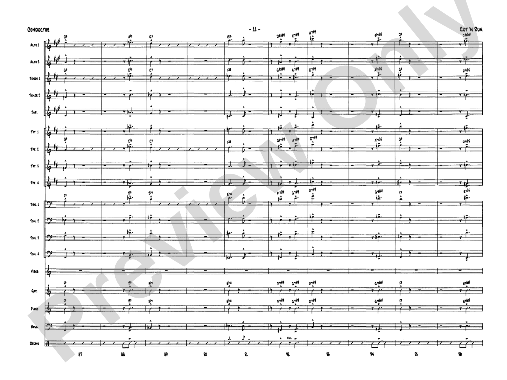 Cut 'n Run: Jazz Ensemble Conductor Score & Parts