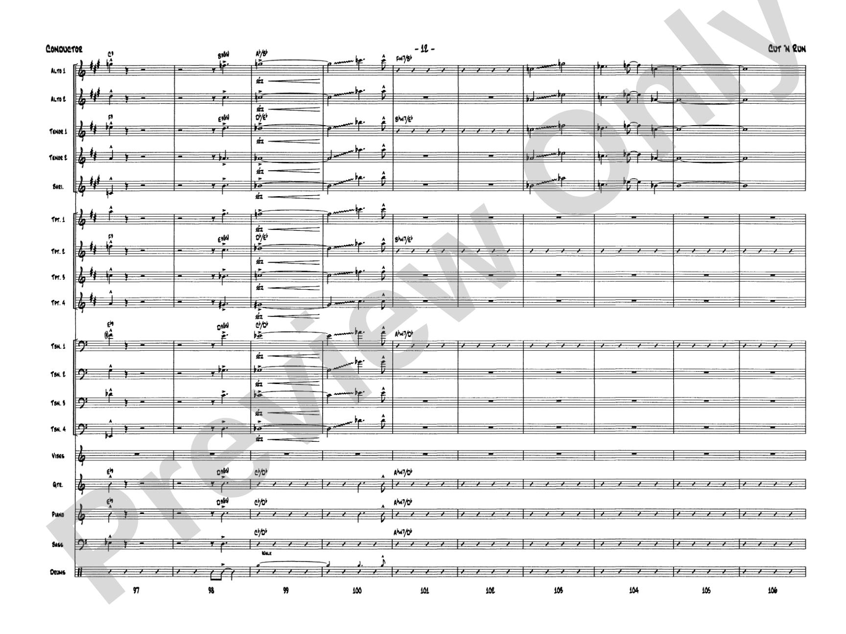 Cut 'n Run: Jazz Ensemble Conductor Score & Parts