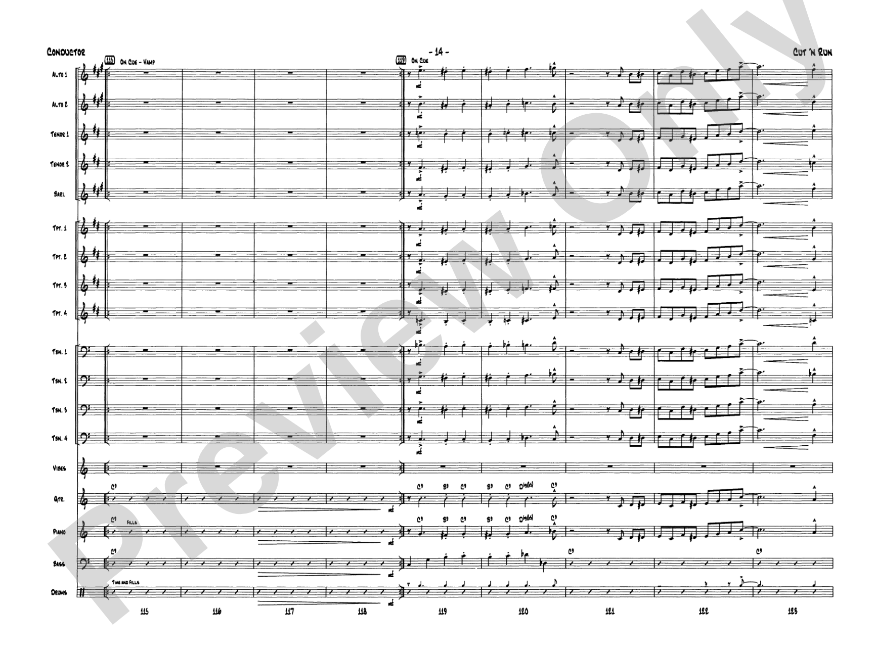 Cut 'n Run: Jazz Ensemble Conductor Score & Parts