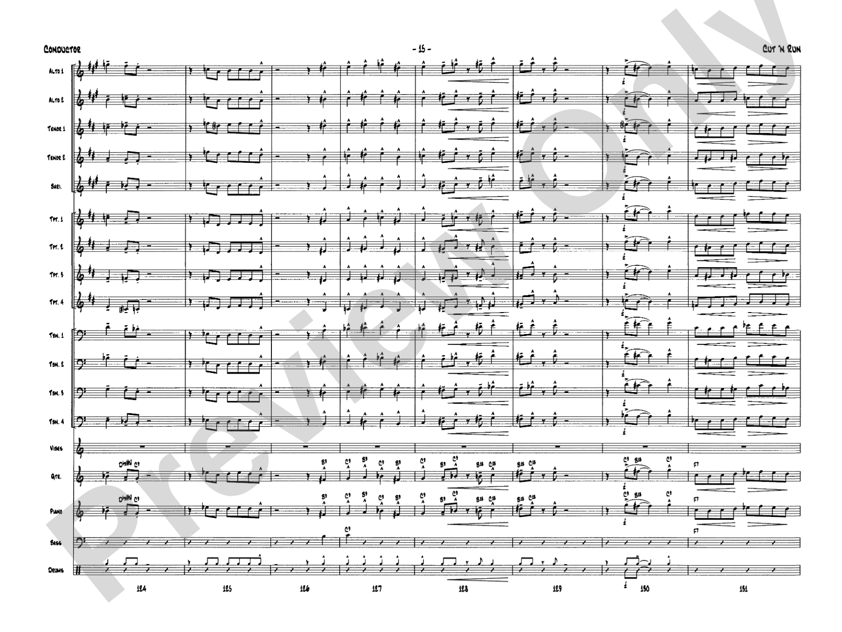 Cut 'n Run: Jazz Ensemble Conductor Score & Parts