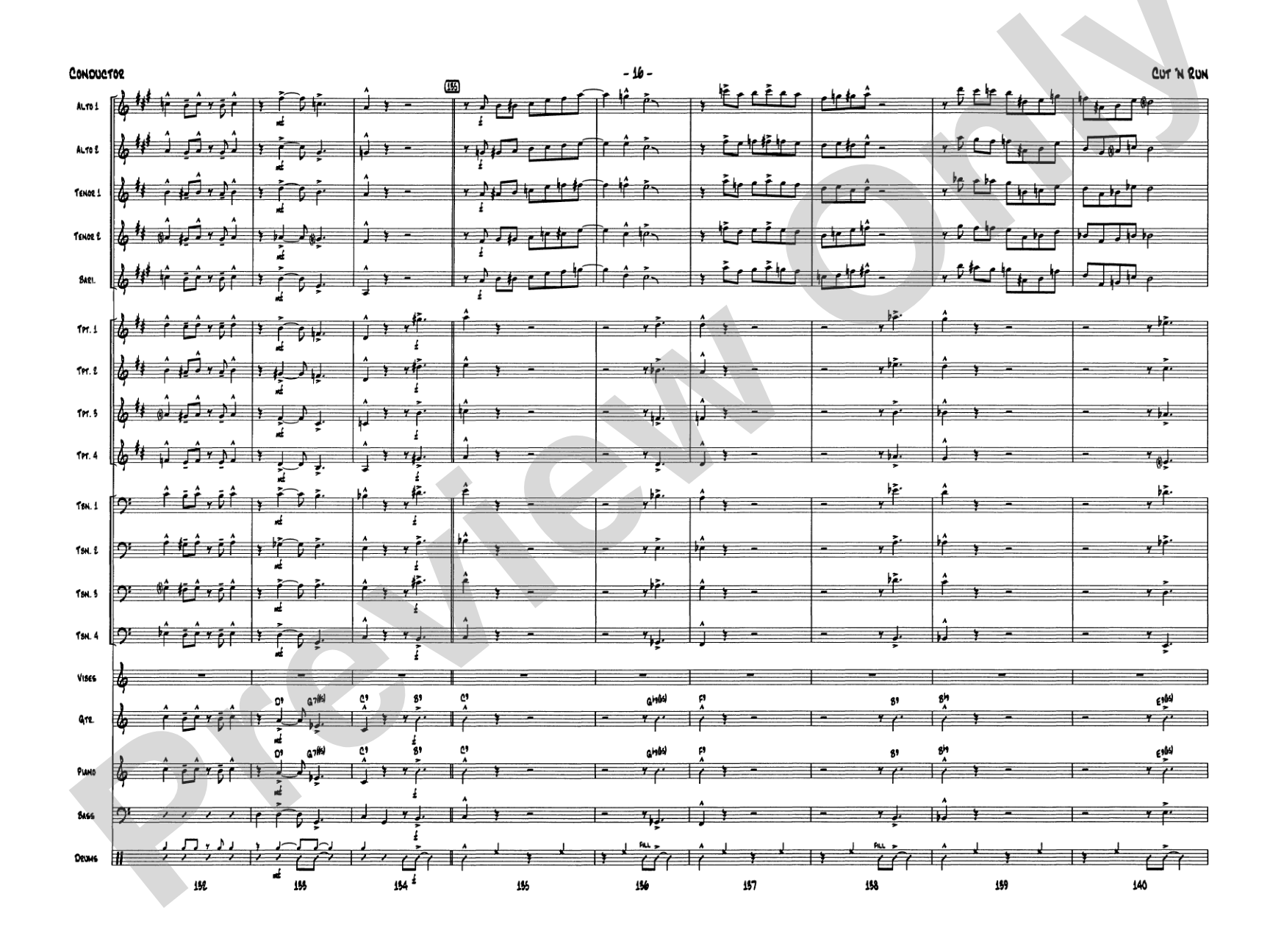 Cut 'n Run: Jazz Ensemble Conductor Score & Parts