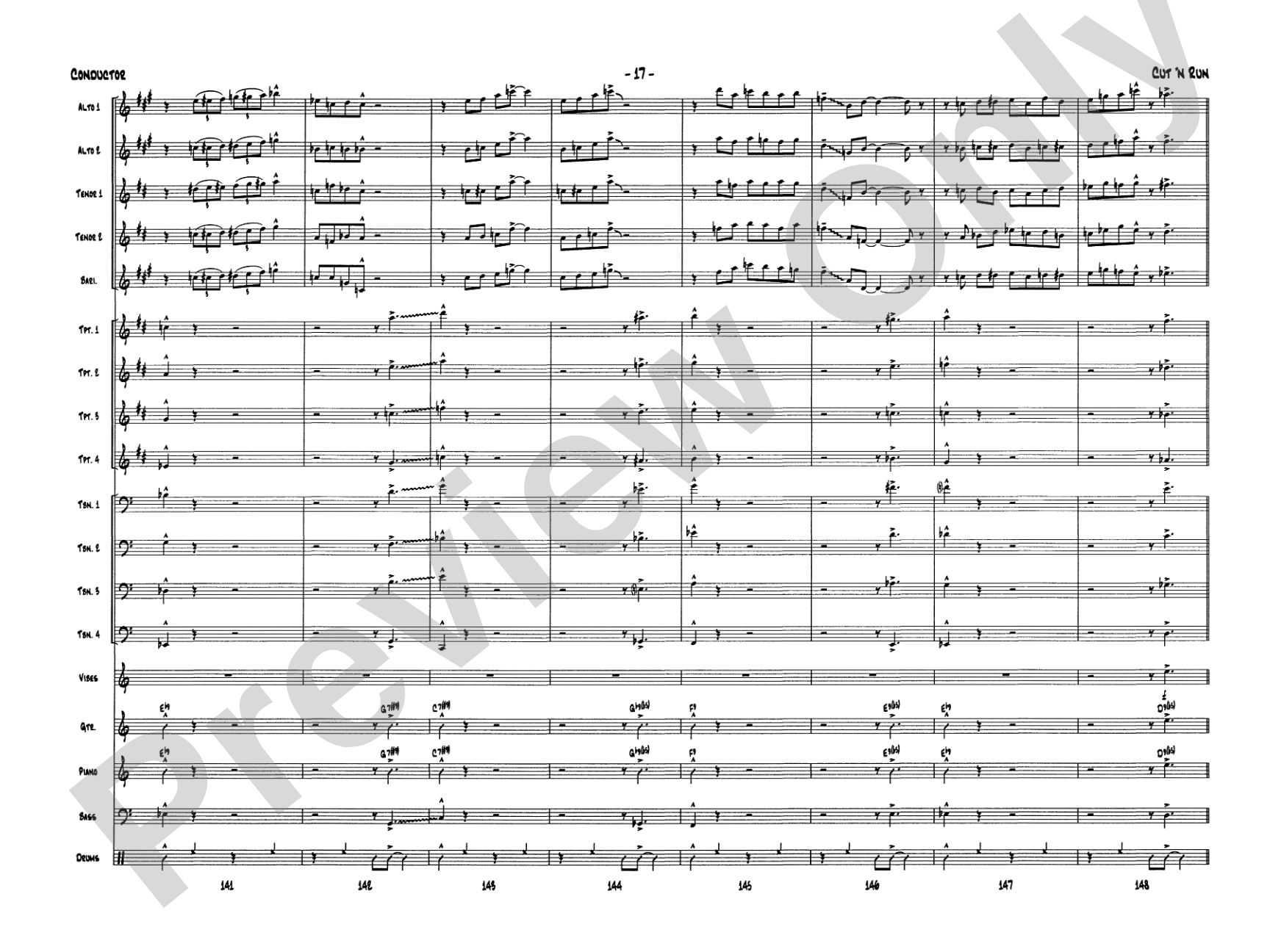 Cut 'n Run: Jazz Ensemble Conductor Score & Parts