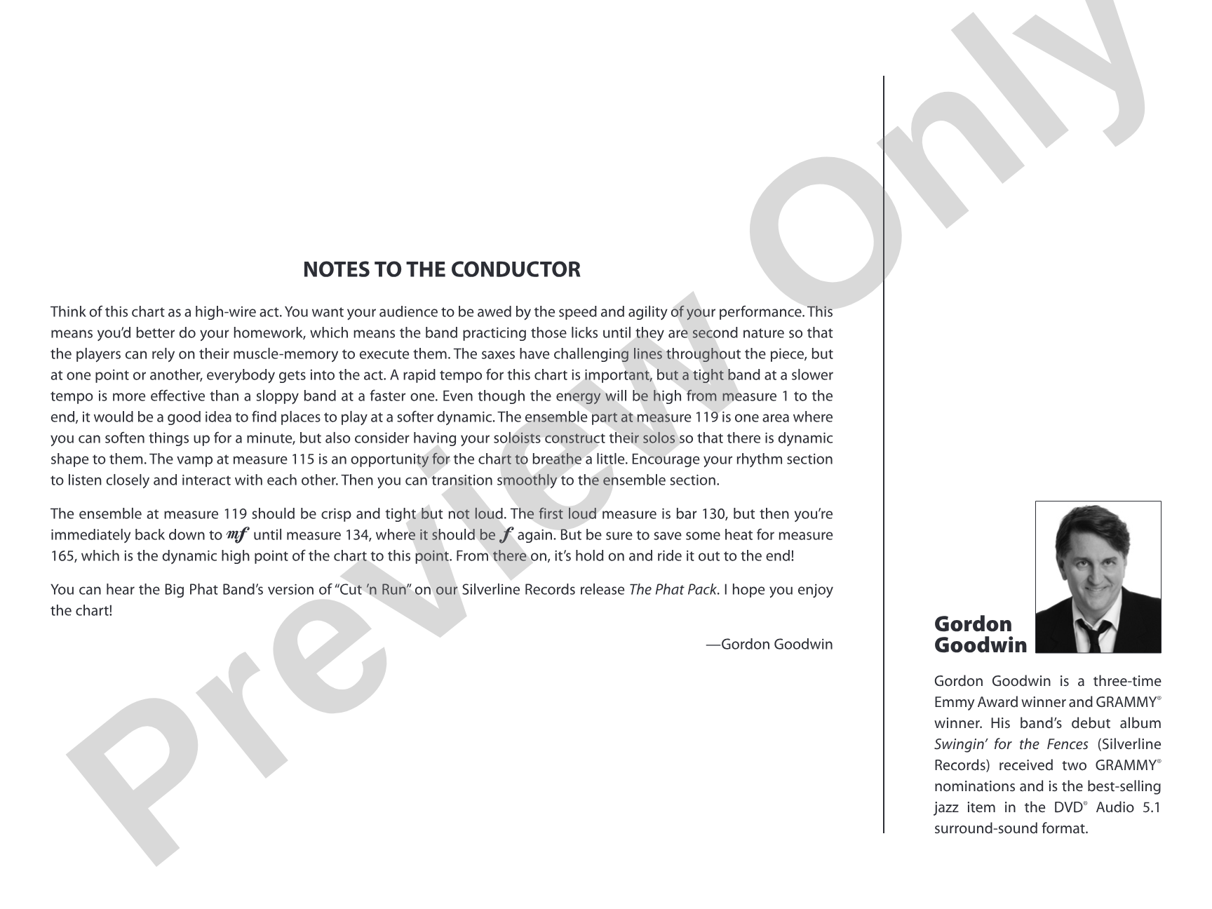 Cut 'n Run: Jazz Ensemble Conductor Score & Parts