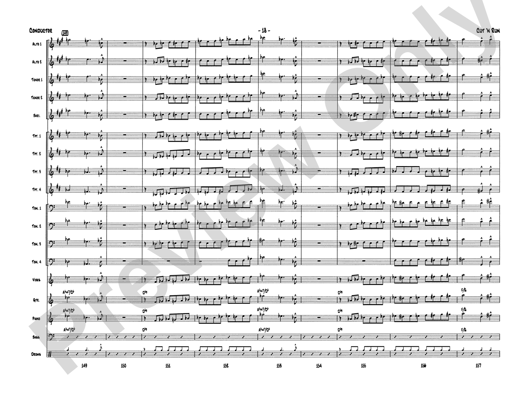 Cut 'n Run: Jazz Ensemble Conductor Score & Parts