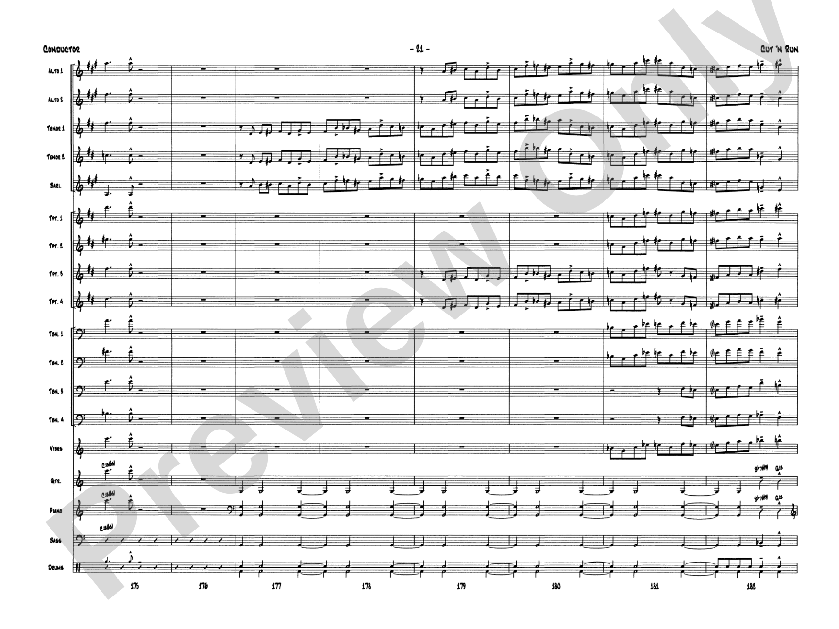 Cut 'n Run: Jazz Ensemble Conductor Score & Parts