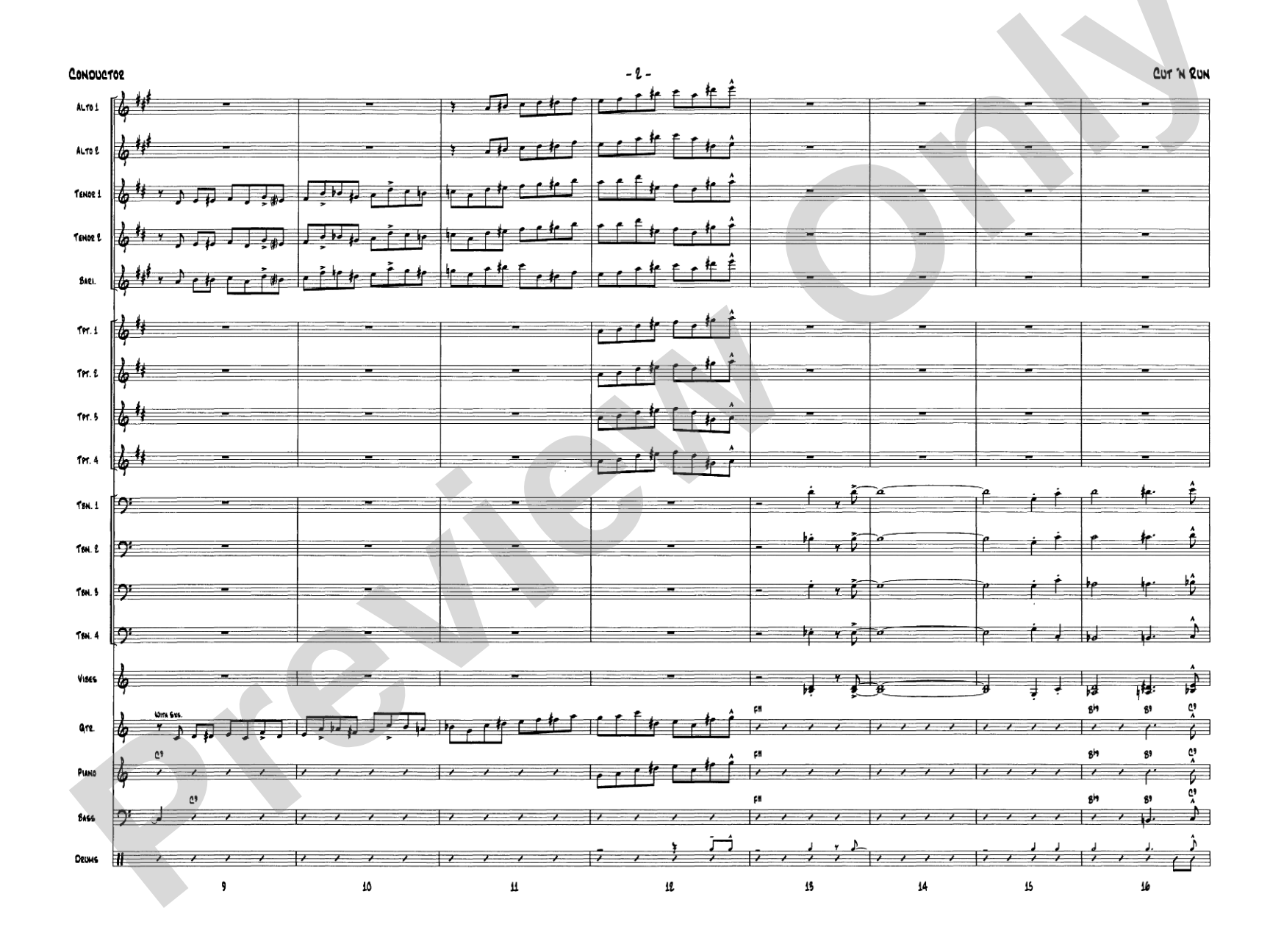 Cut 'n Run: Jazz Ensemble Conductor Score & Parts