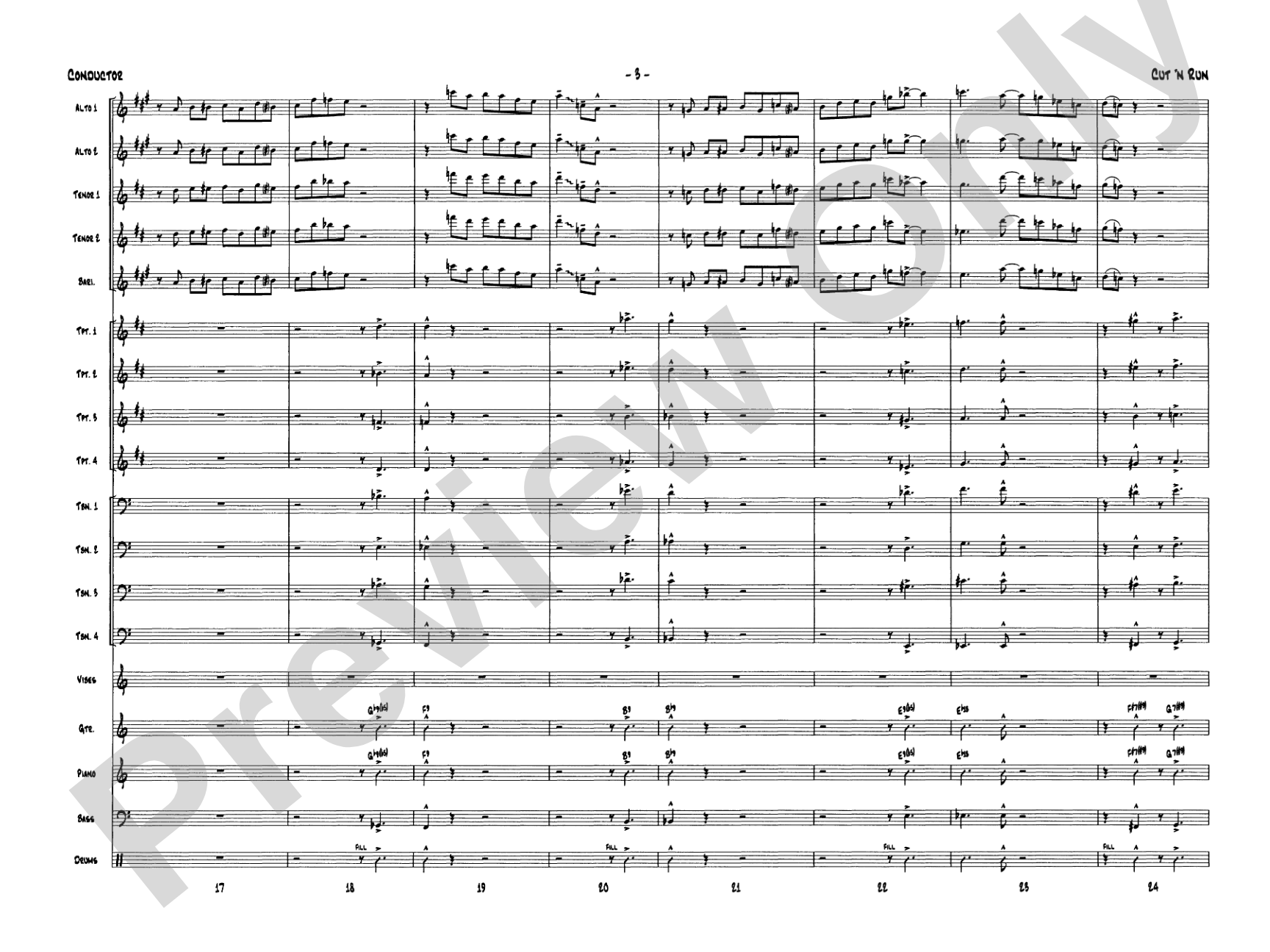 Cut 'n Run: Jazz Ensemble Conductor Score & Parts