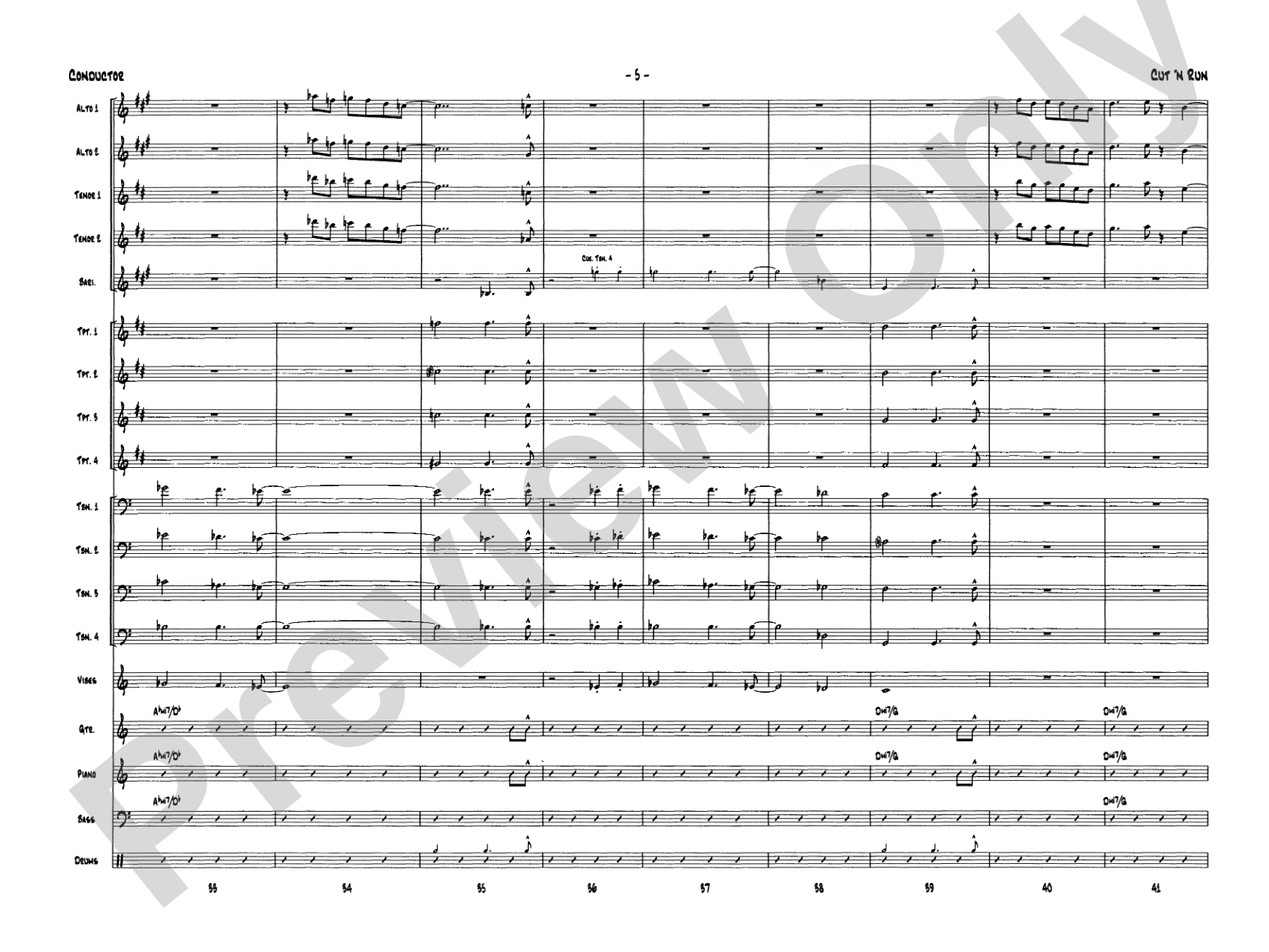 Cut 'n Run: Jazz Ensemble Conductor Score & Parts