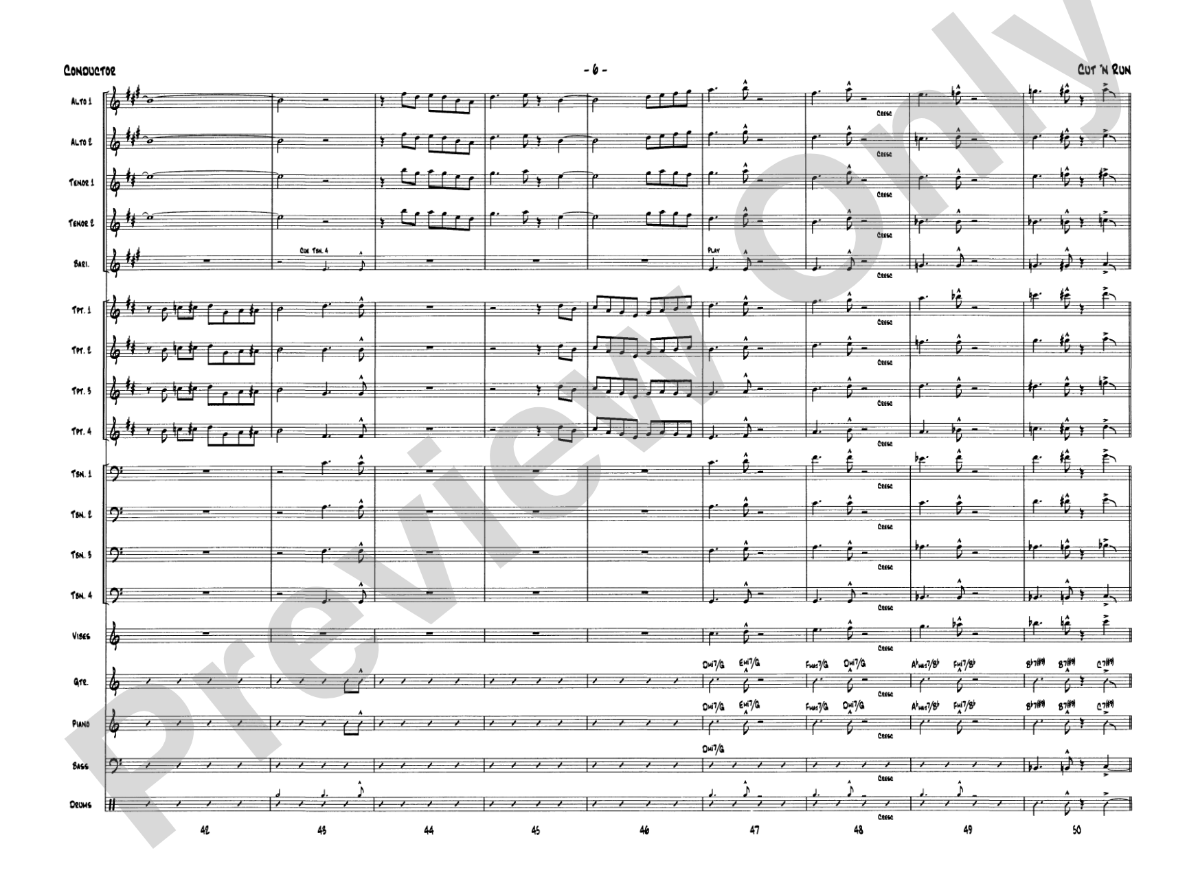 Cut 'n Run: Jazz Ensemble Conductor Score & Parts