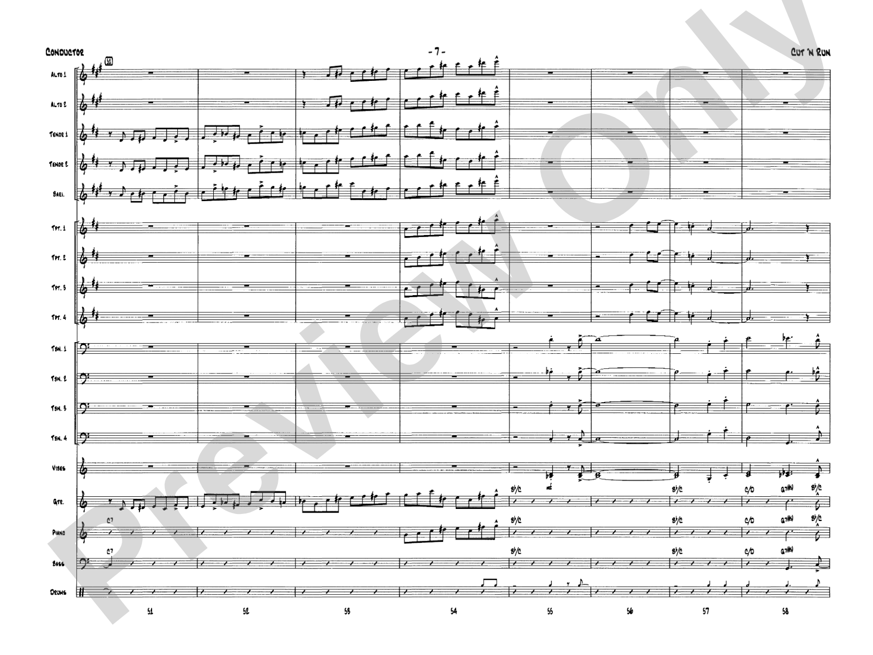 Cut 'n Run: Jazz Ensemble Conductor Score & Parts