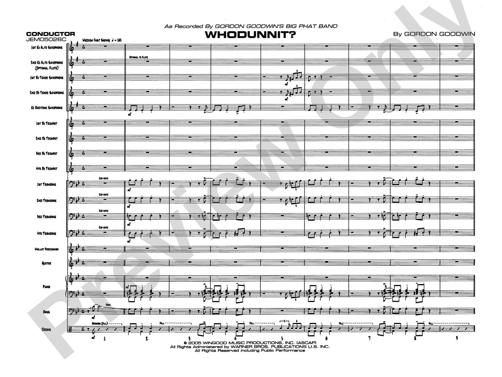 Whodunnit?: Jazz Ensemble Conductor Score & Parts