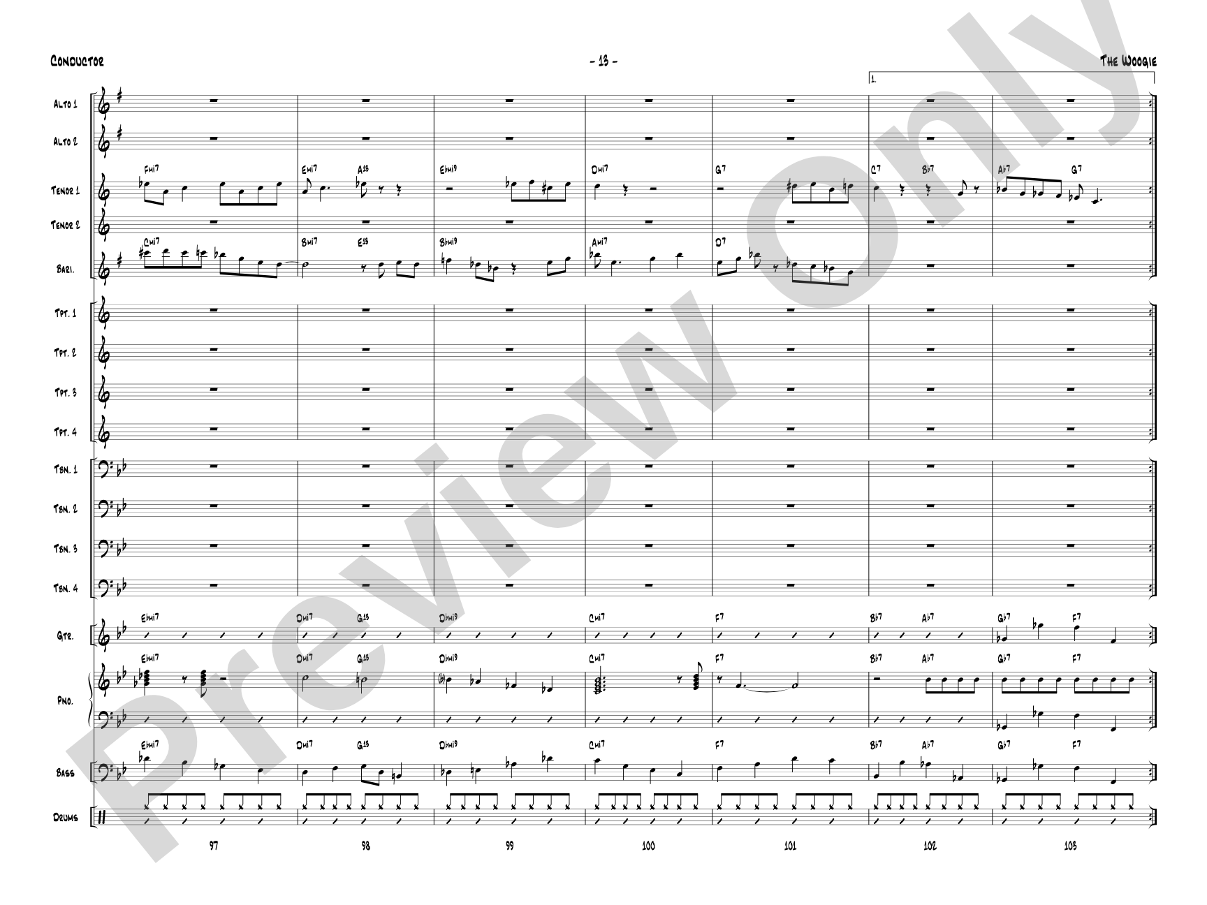 The Woogie: Jazz Ensemble Conductor Score & Parts