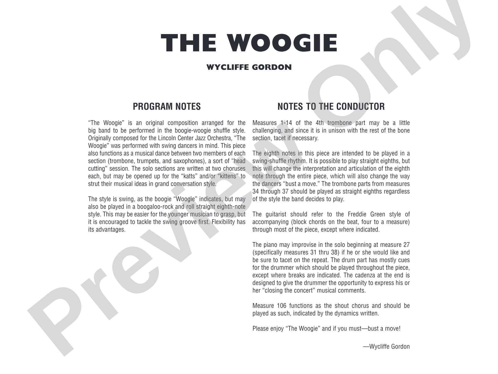 The Woogie: Jazz Ensemble Conductor Score & Parts