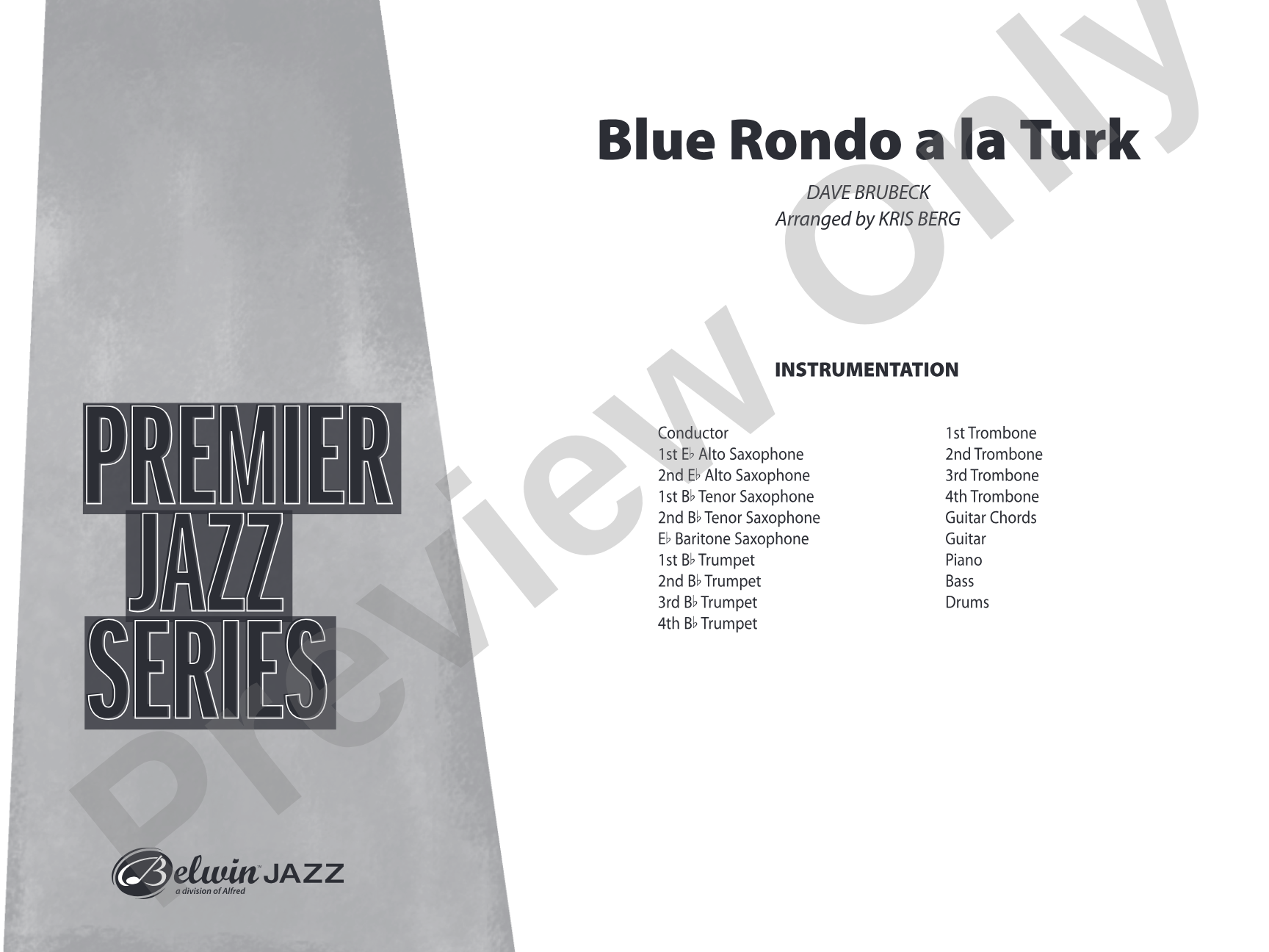 Blue Rondo a la Turk: Jazz Ensemble Conductor Score & Parts